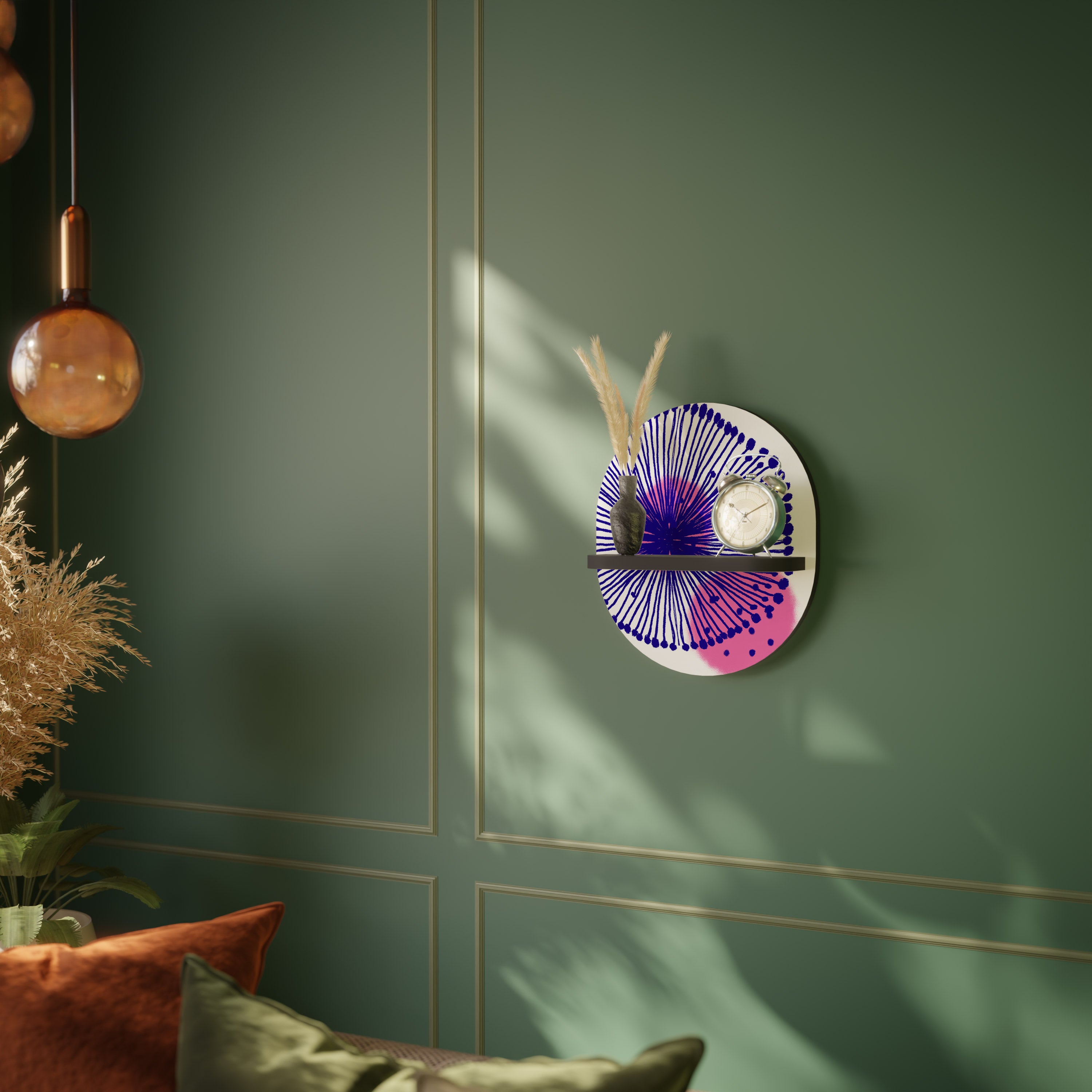 MAGIC NATURE Oval Art Shelf In Black Finish
