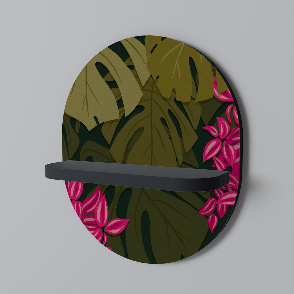Estantería de arte ovalada TROPICAL BEAUTY con acabado negro