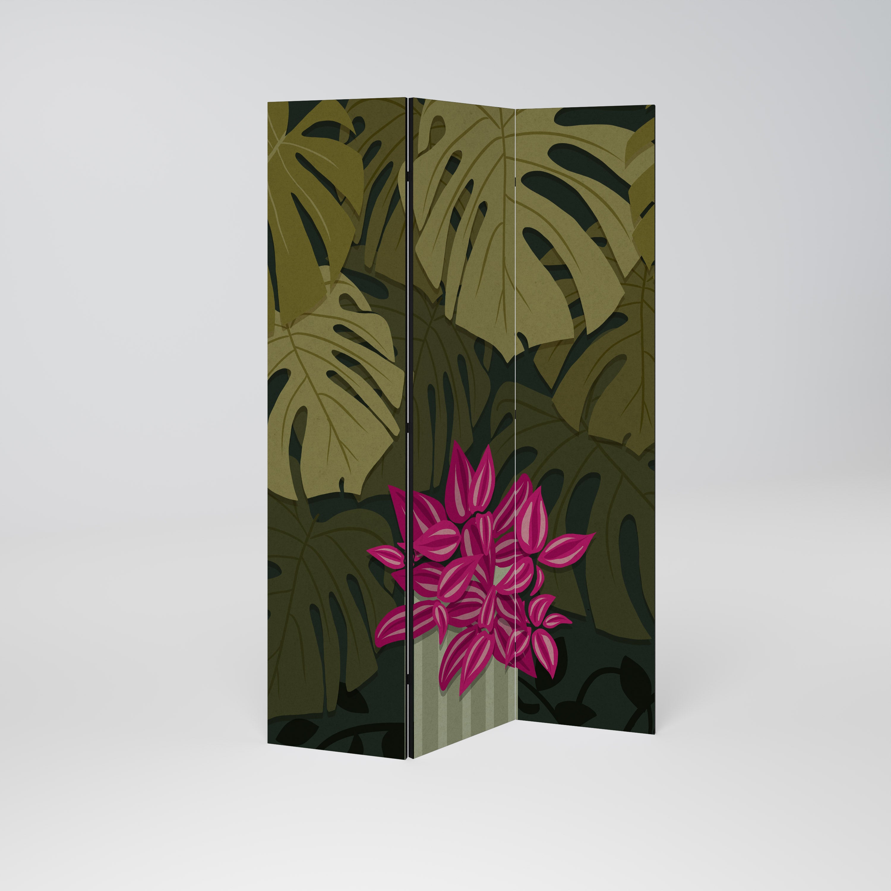 Biombo decorativo de 3 paneles TROPICAL BEAUTY