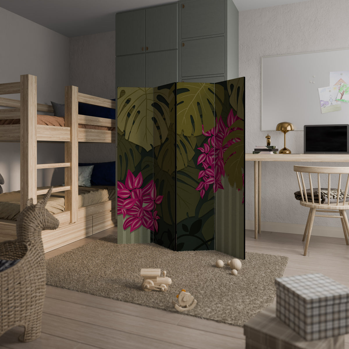 TROPICAL BEAUTY Biombo de 4 paneles