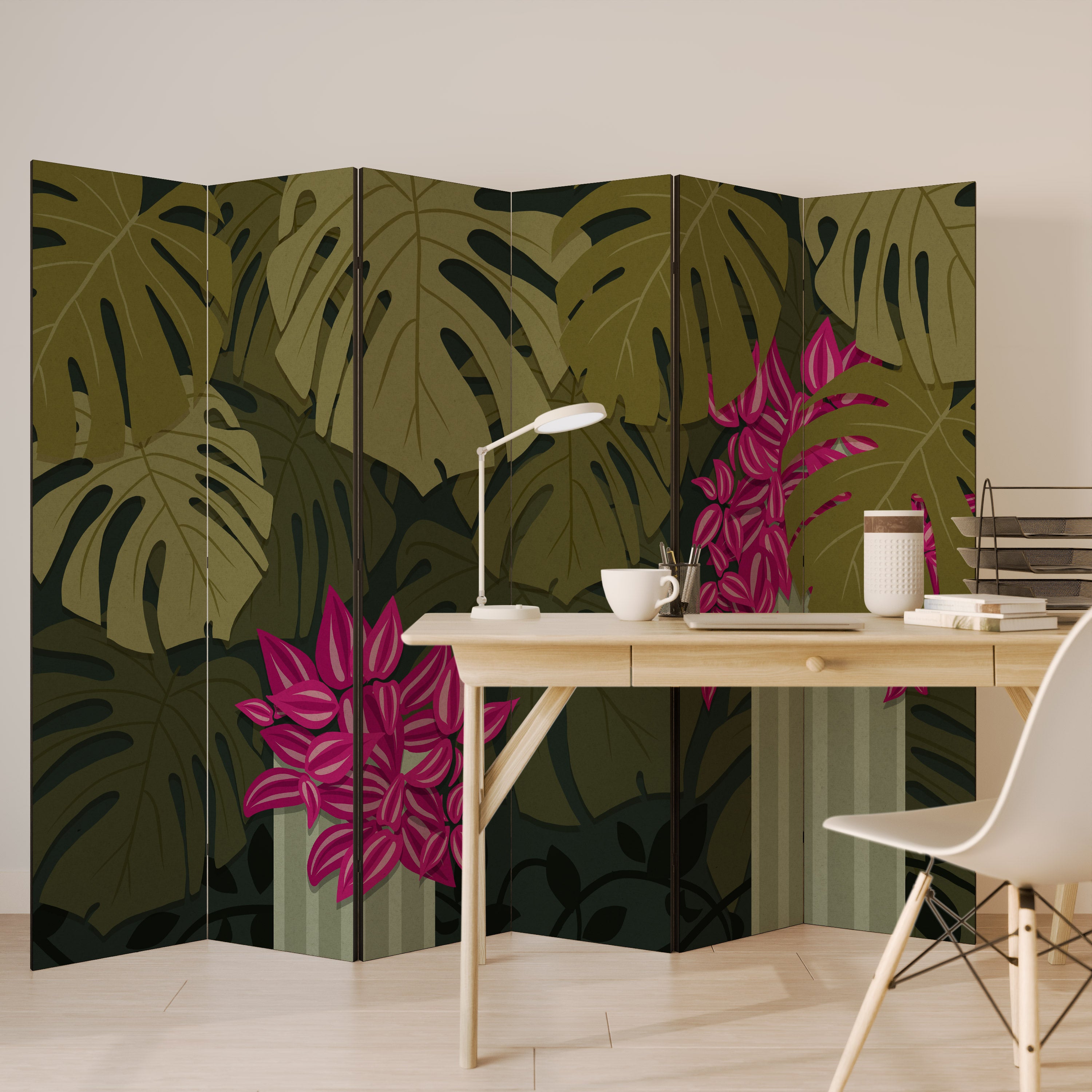 Biombo decorativo de 6 paneles TROPICAL BEAUTY