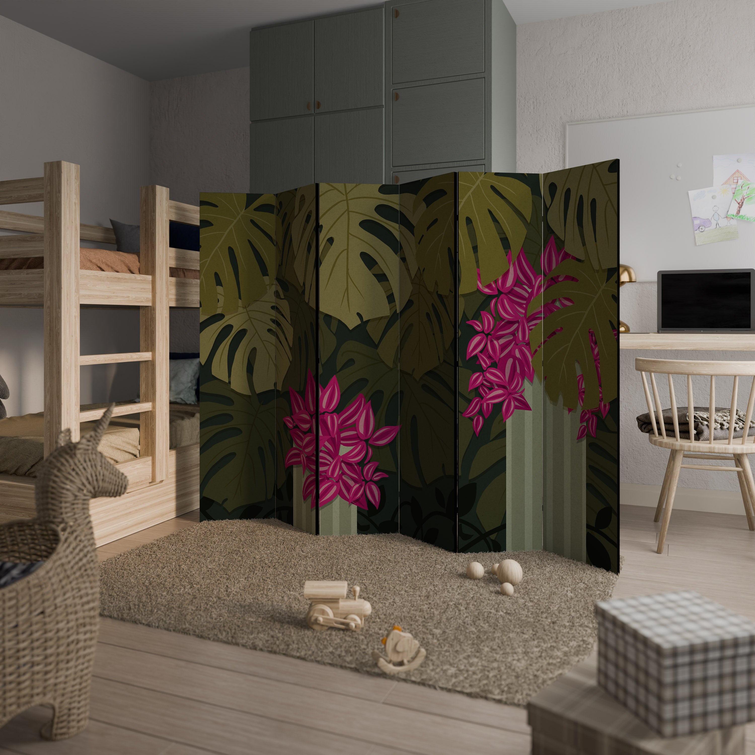 Biombo decorativo de 6 paneles TROPICAL BEAUTY