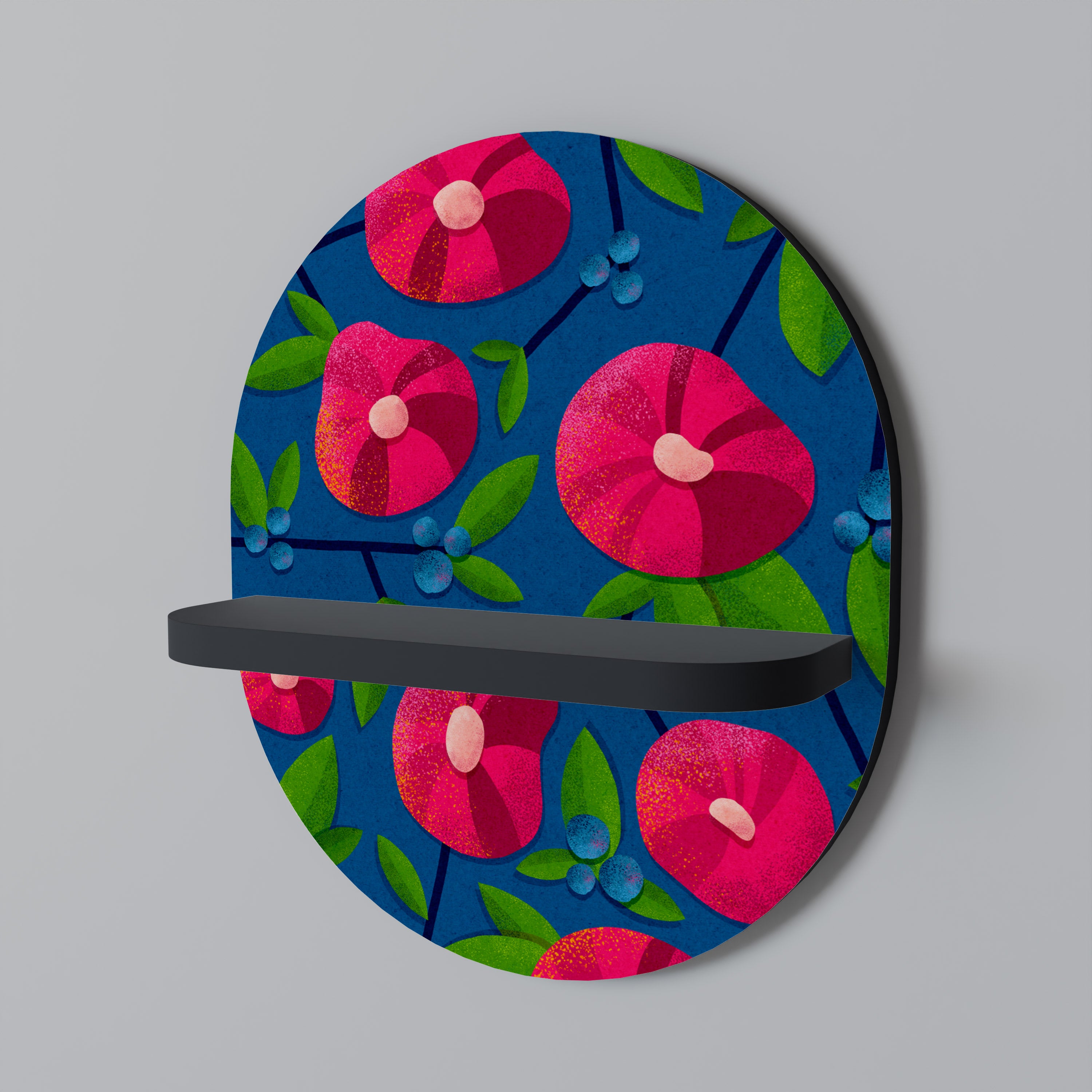 PENSAMIENTOS DE PRIMAVERA Estantería de arte ovalada en acabado negro