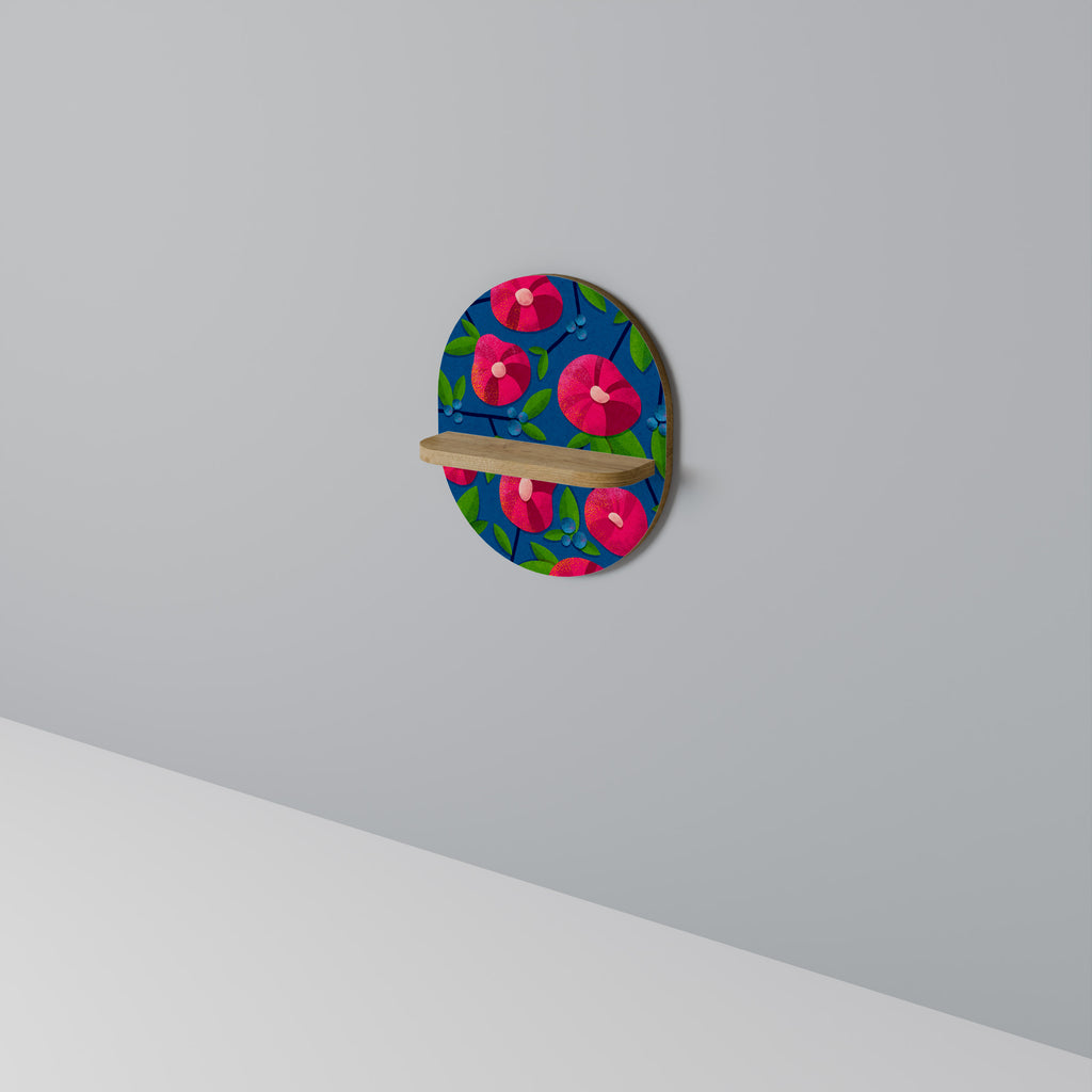 PENSAMIENTOS DE PRIMAVERA Estantería de arte ovalada con efecto roble