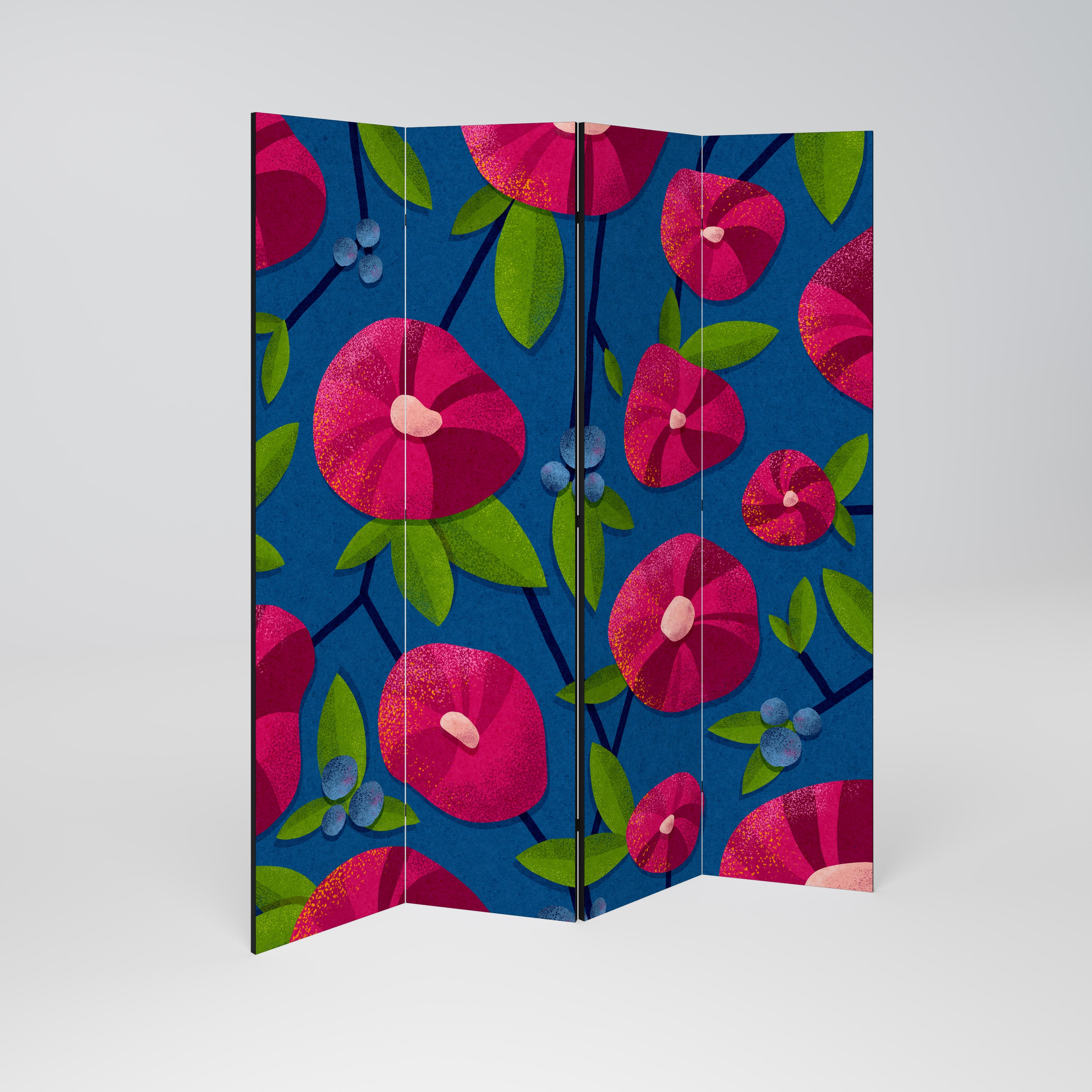 Biombo decorativo de 4 paneles PENSAMIENTOS DE PRIMAVERA
