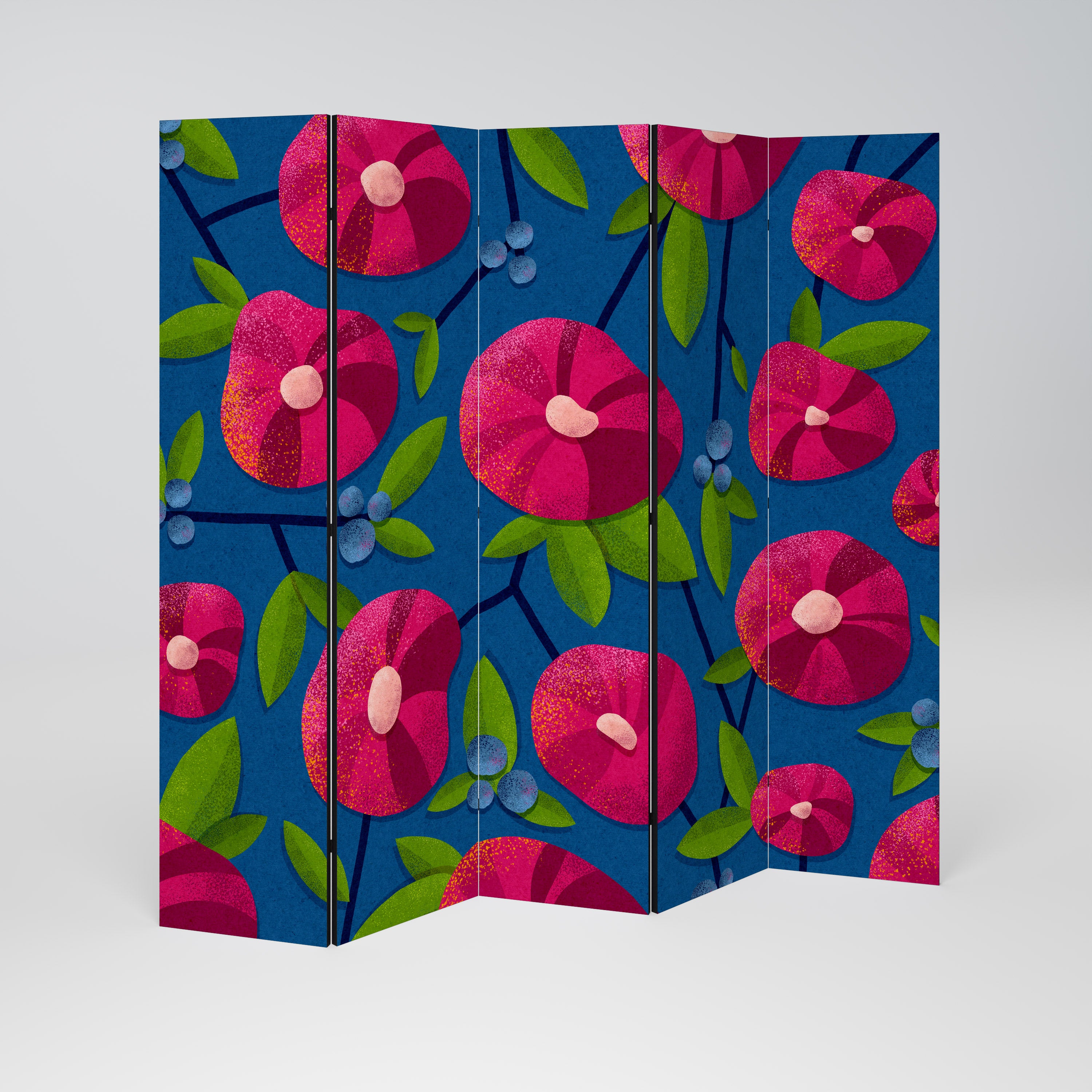 Biombo decorativo de 5 paneles PENSAMIENTOS DE PRIMAVERA