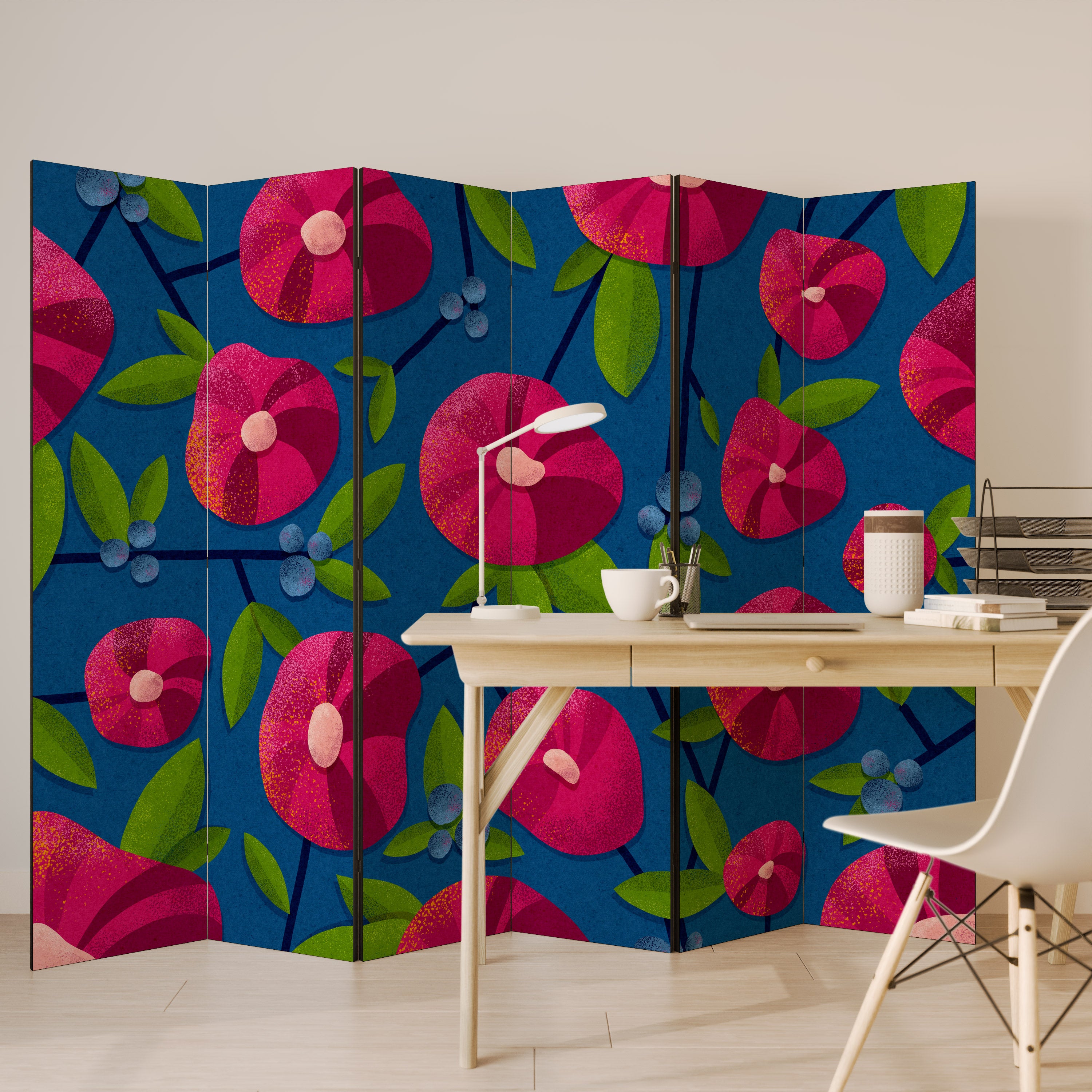 Biombo decorativo de 6 paneles PENSAMIENTOS DE PRIMAVERA