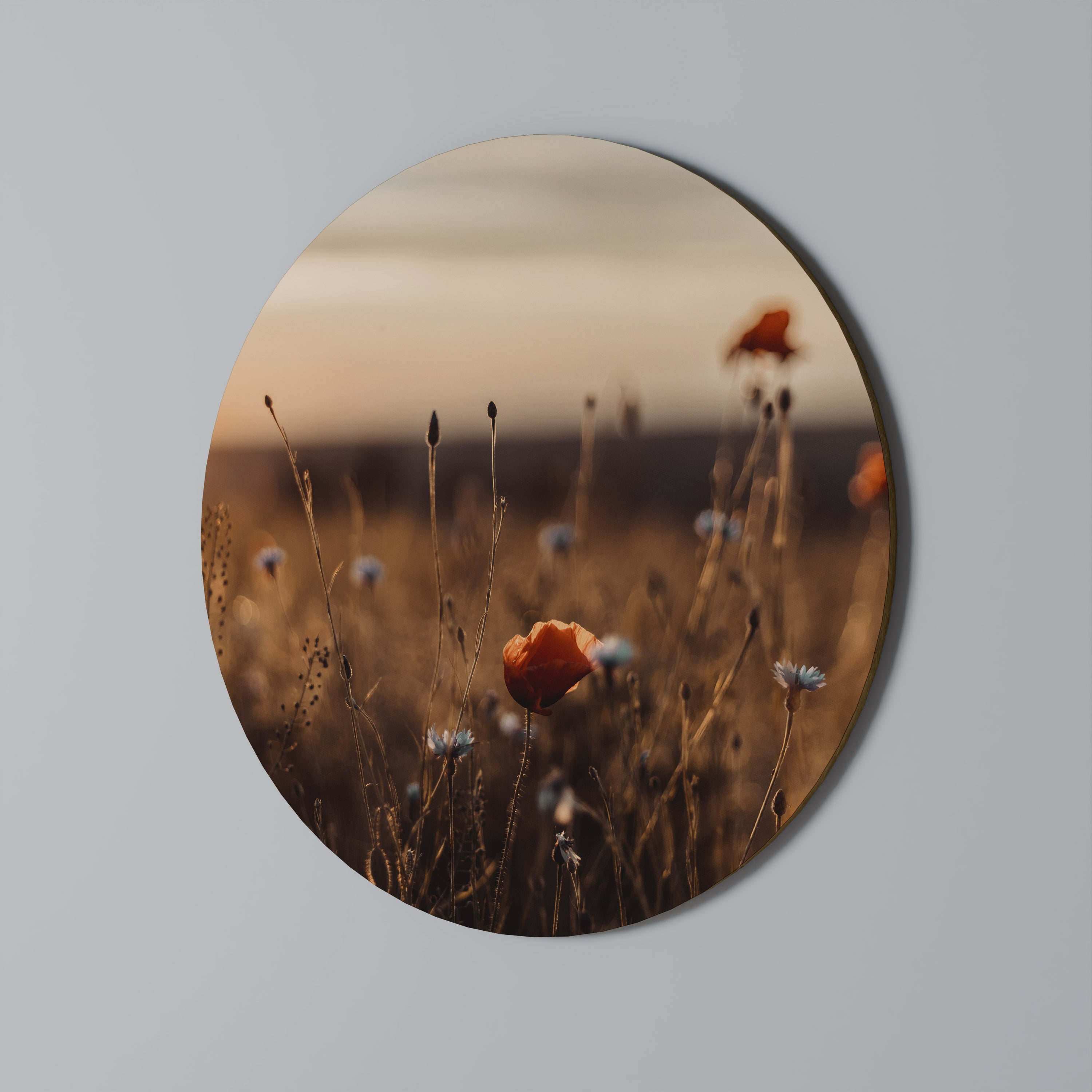 GLOWING MEADOWS AT DUSK Round Wall Art
