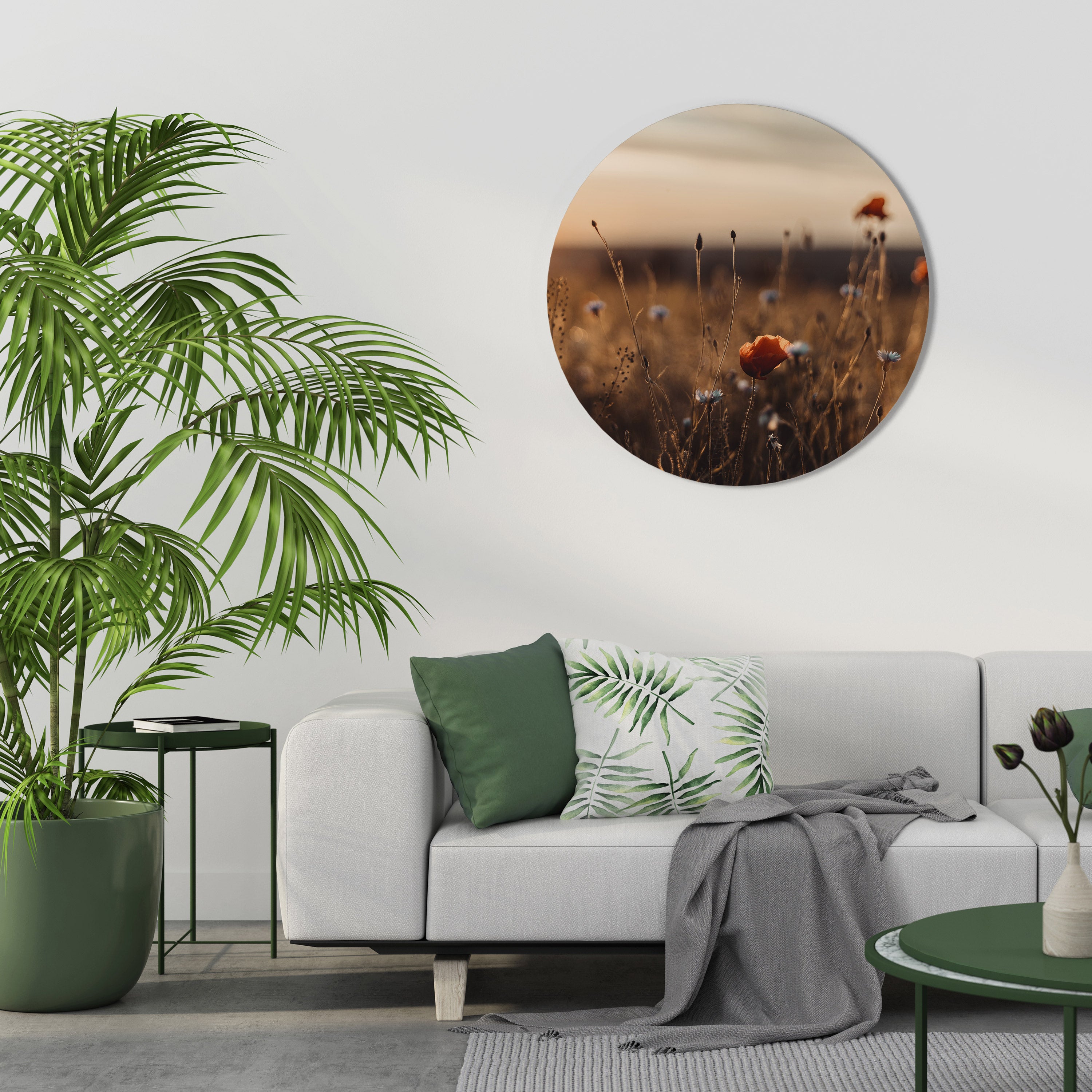 GLOWING MEADOWS AT DUSK Round Wall Art