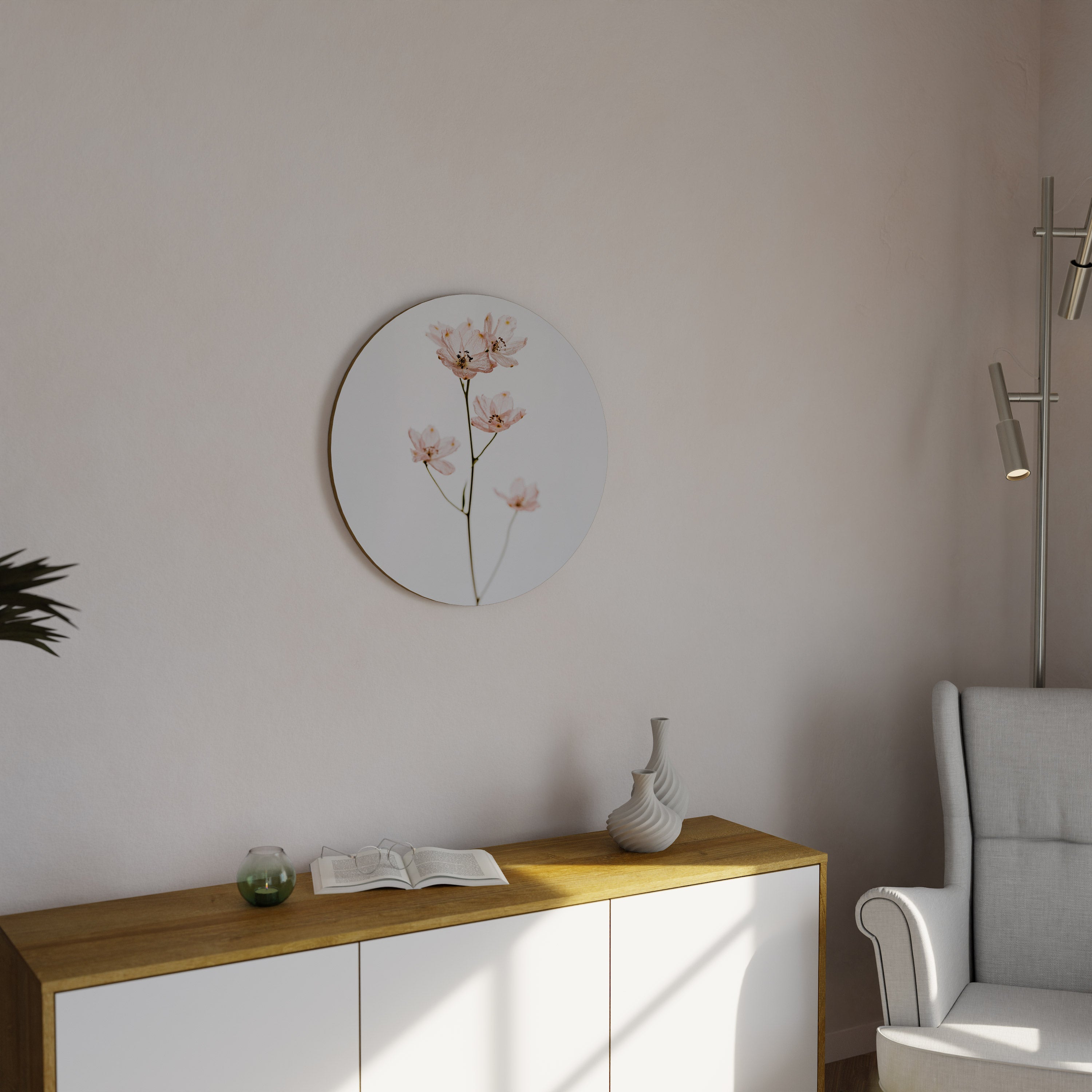 Arte de pared redondo SUSURROS DE ROSA