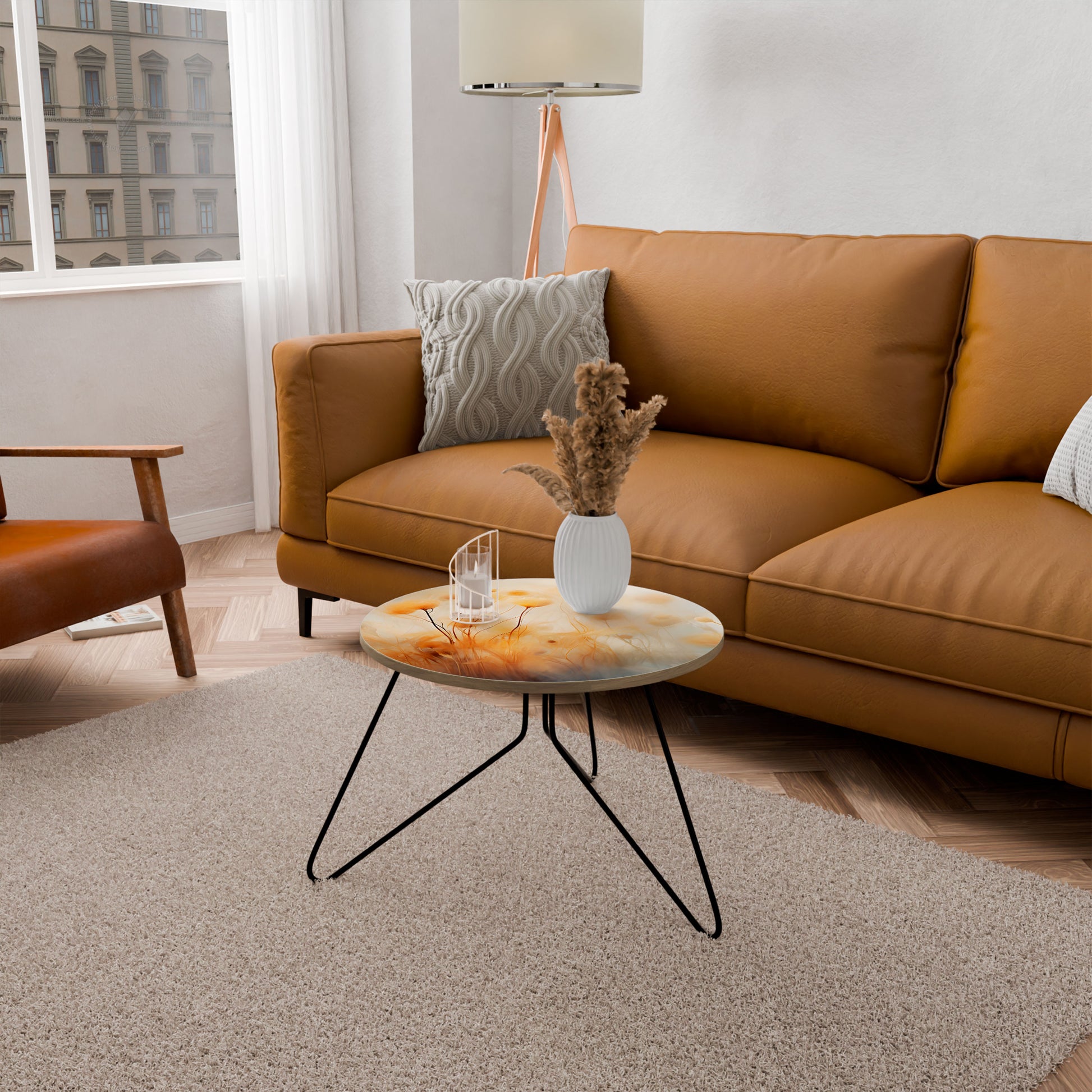 Mesa de centro EMBRACE en tono dorado de 60 pulgadas