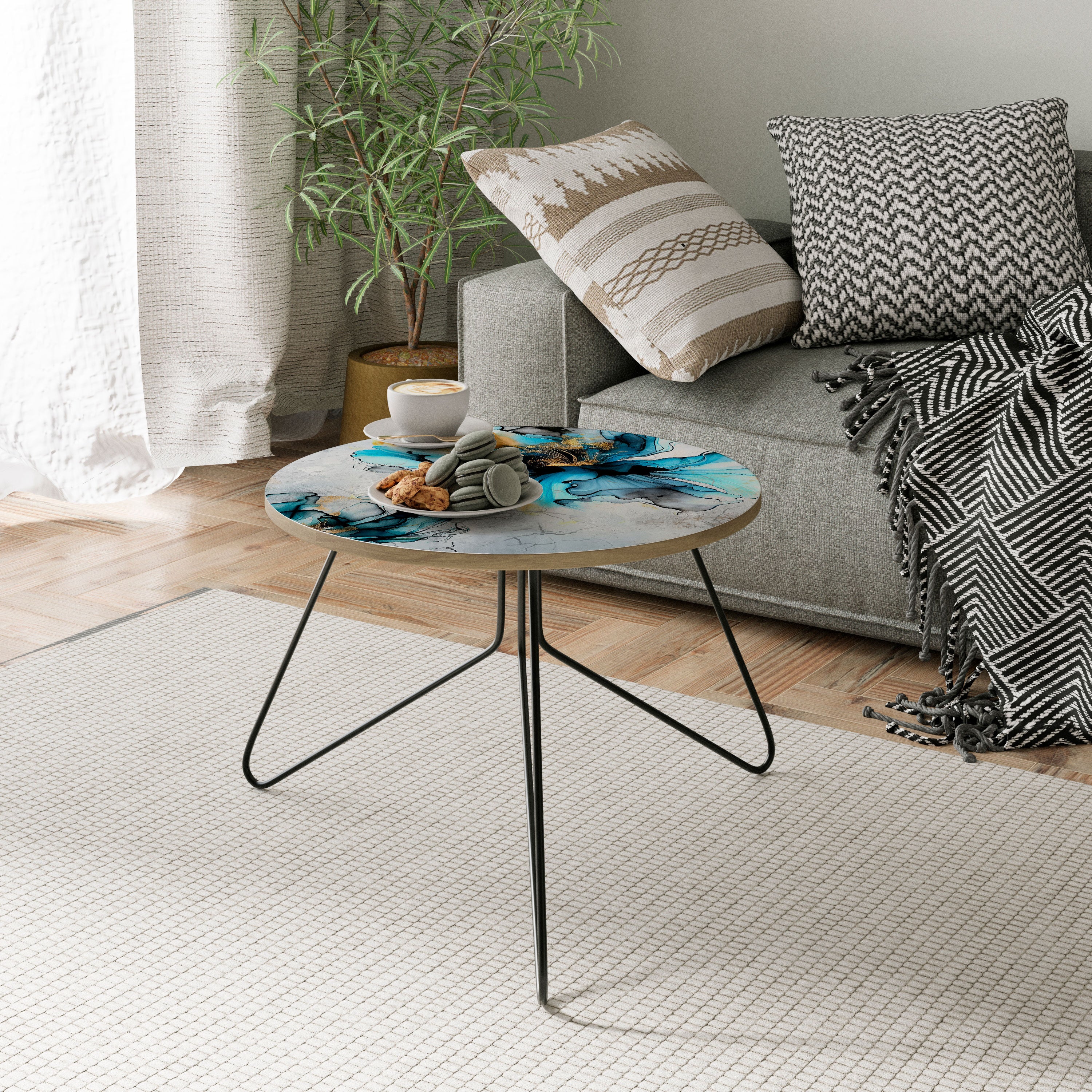 COBALT BLOSSOMS Coffee Table 60