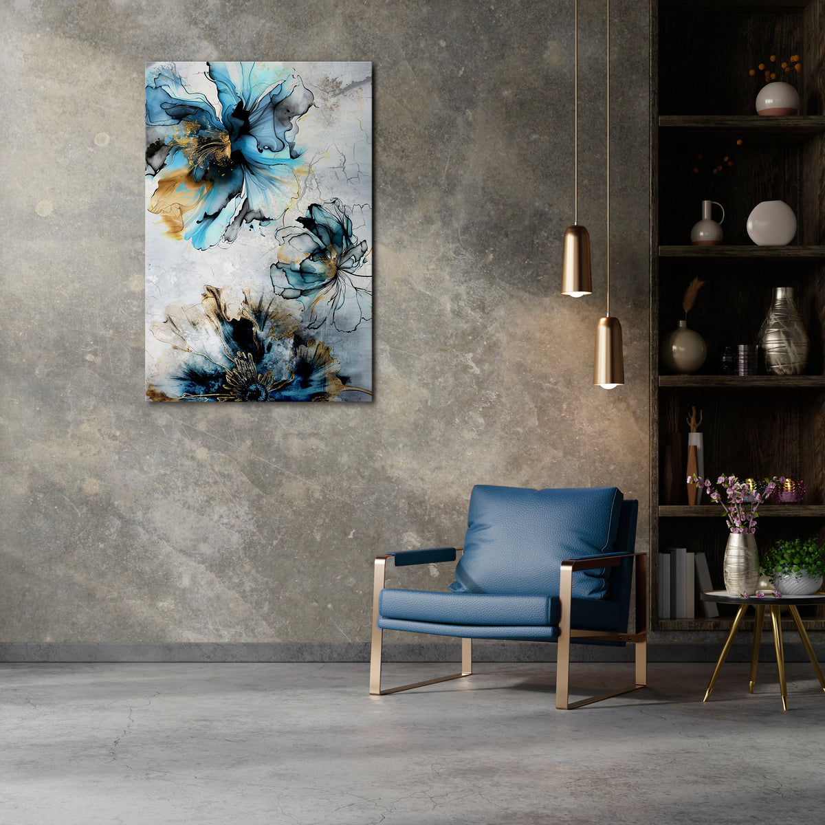 COBALT BLOSSOMS Cuadro en lienzo vertical