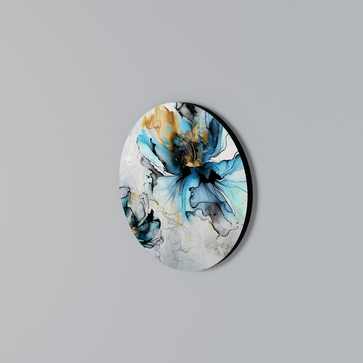 COBALT BLOSSOMS Arte de pared redondo