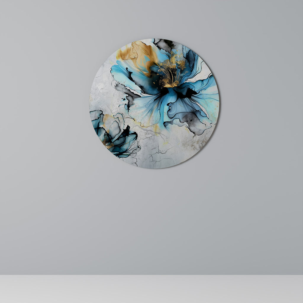 Arte de pared redondo COBALT BLOSSOMS