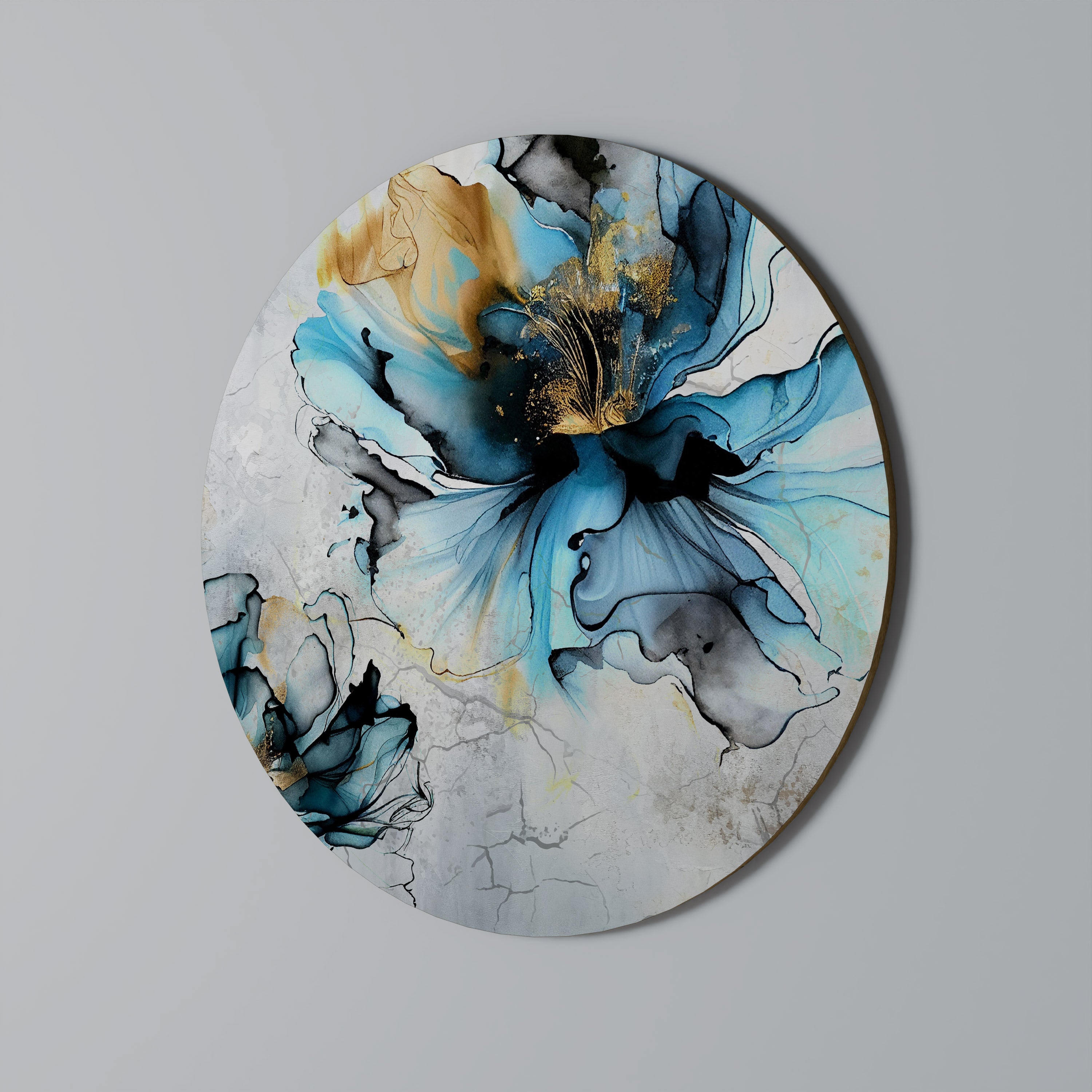 Arte de pared redondo COBALT BLOSSOMS