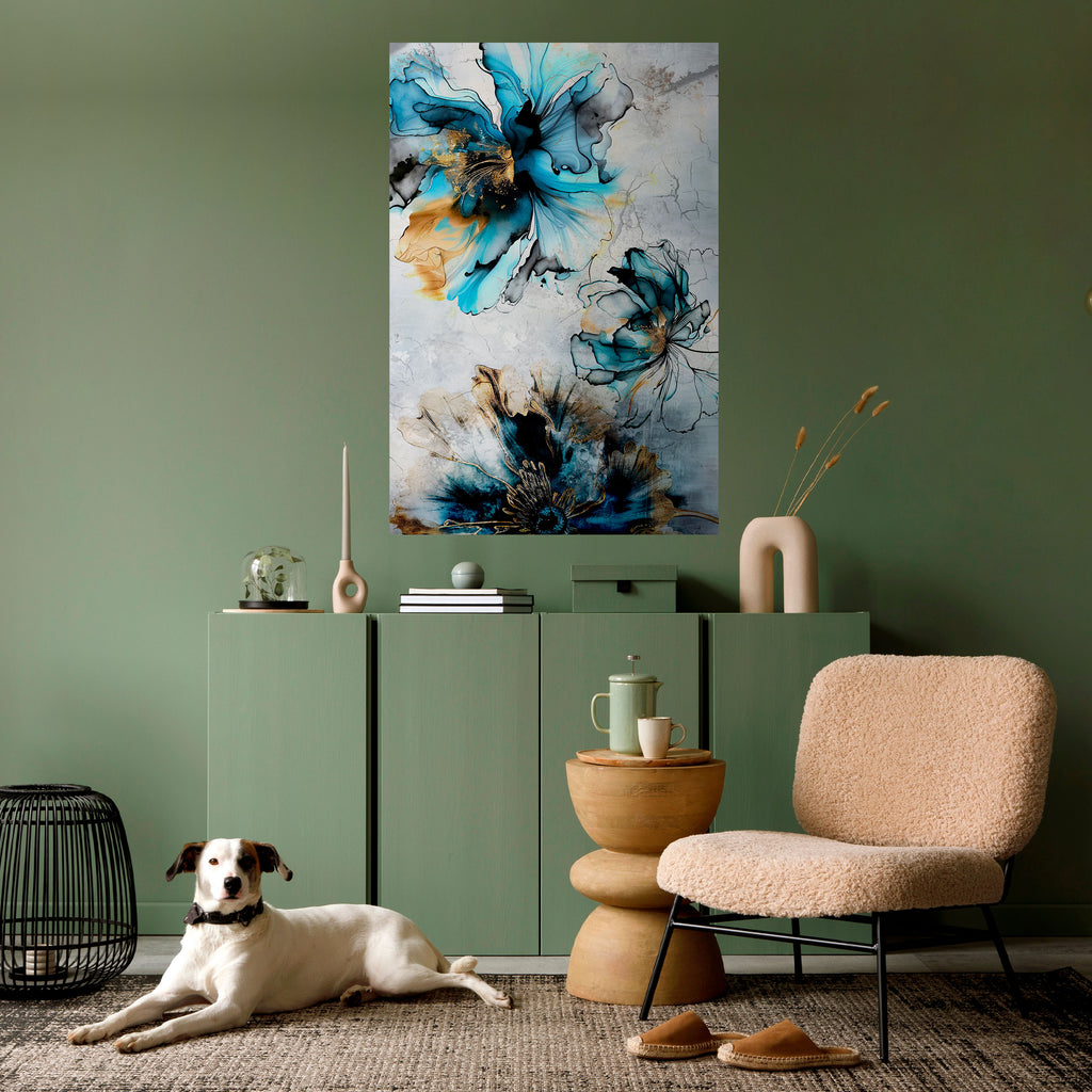 COBALT BLOSSOMS Peel and Stick Vertical Poster