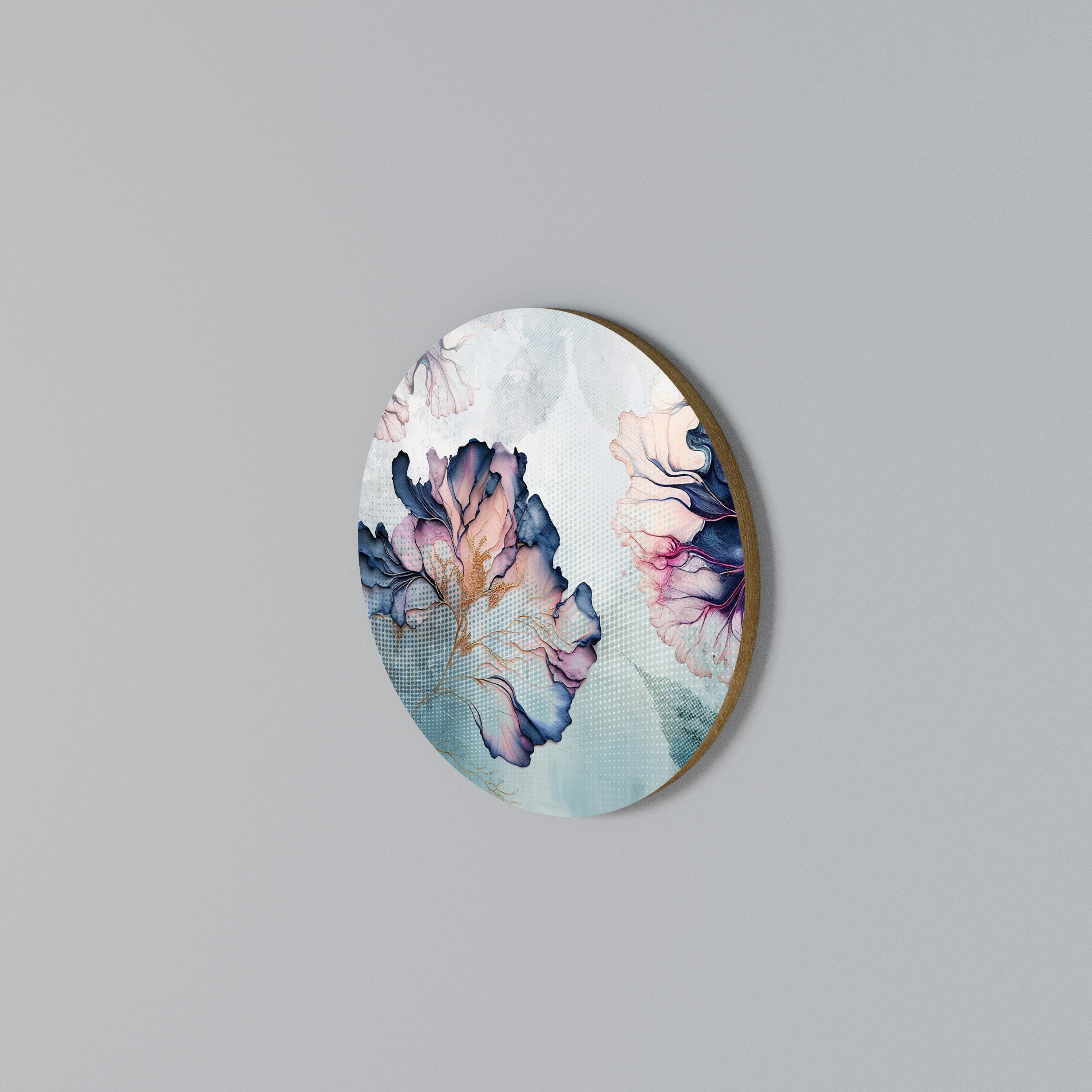 ICY BLOSSOMS Round Wall Art