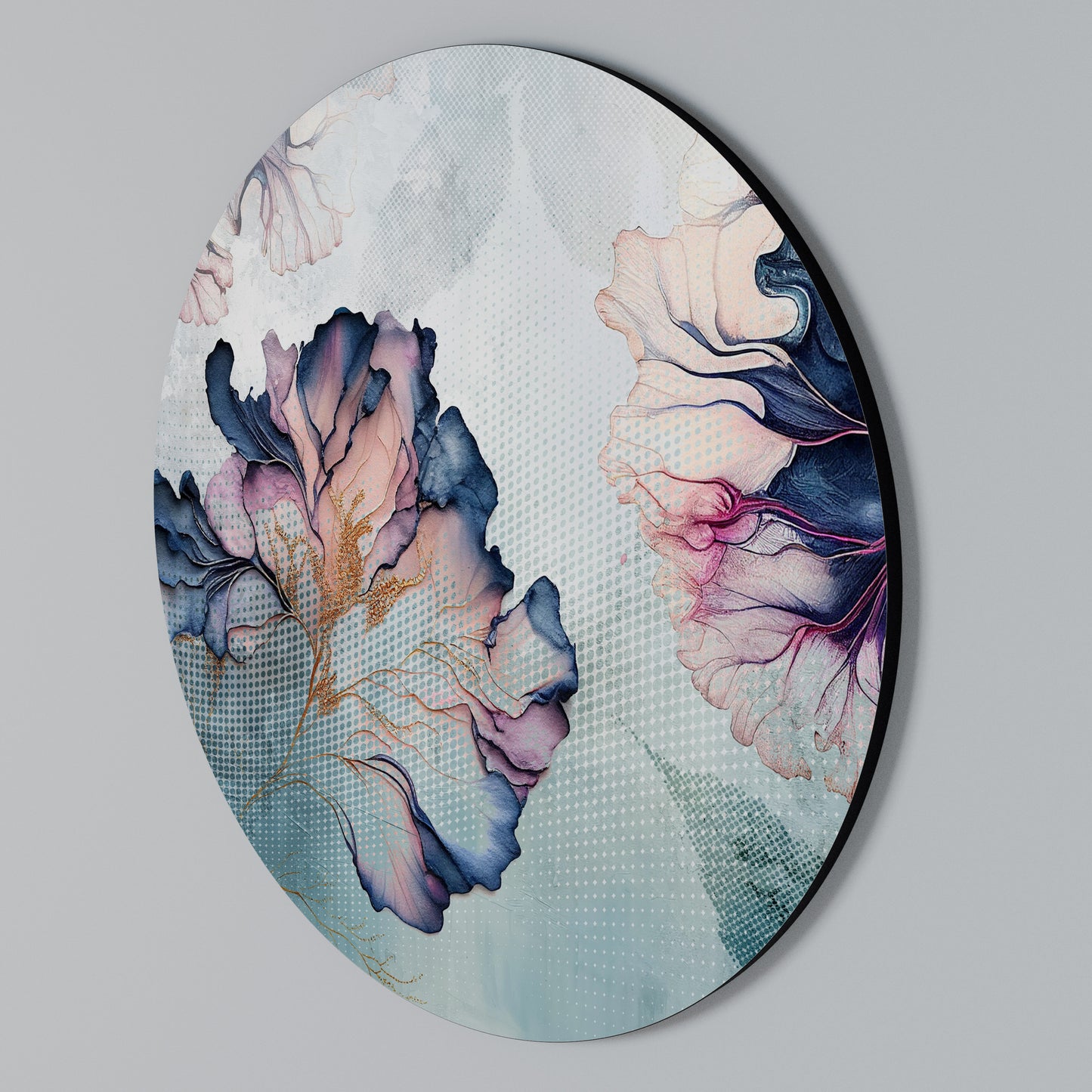 ICY BLOSSOMS Arte de pared redondo