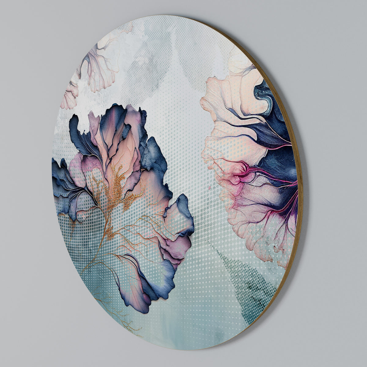 ICY BLOSSOMS Arte de pared redondo