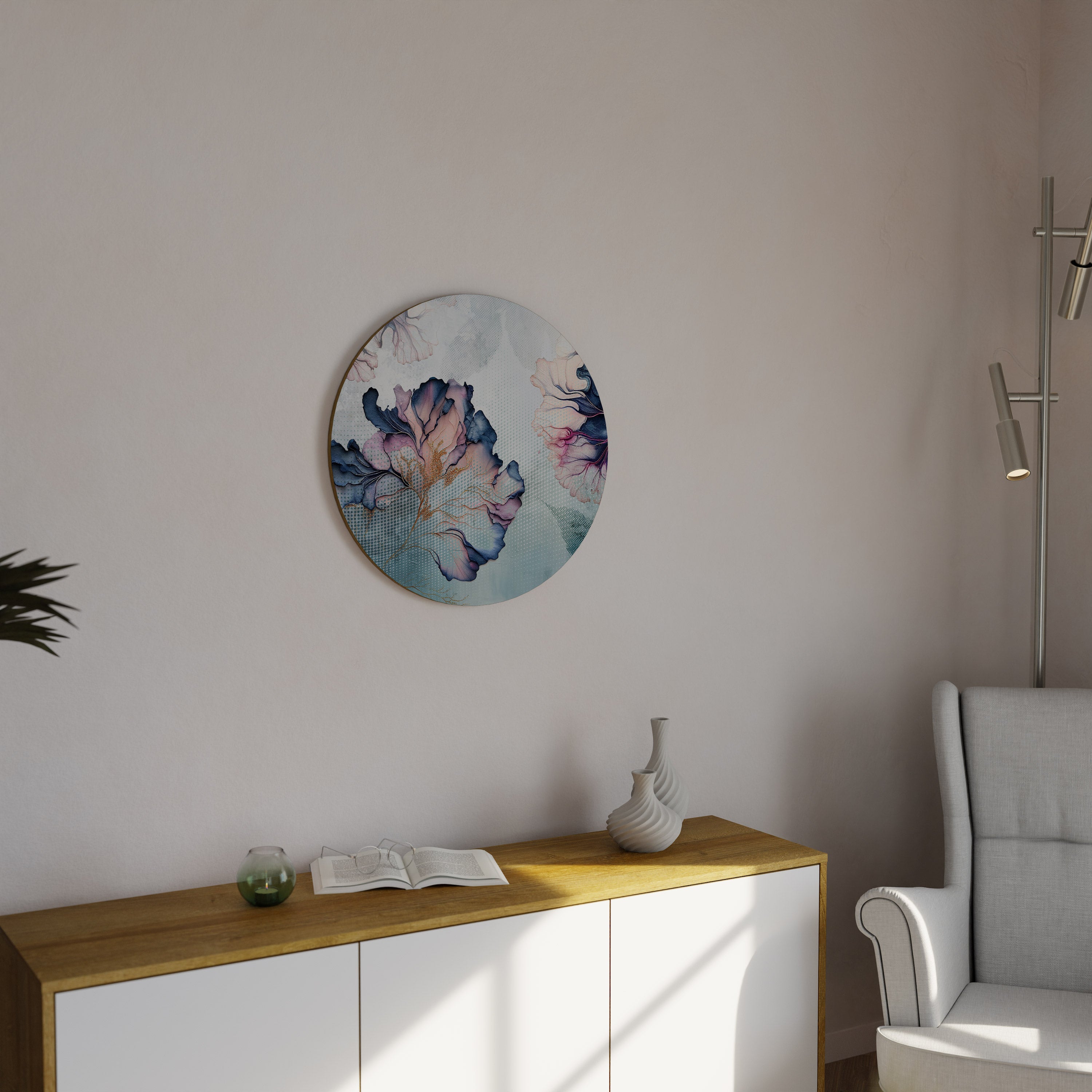 Arte de pared redondo ICY BLOSSOMS