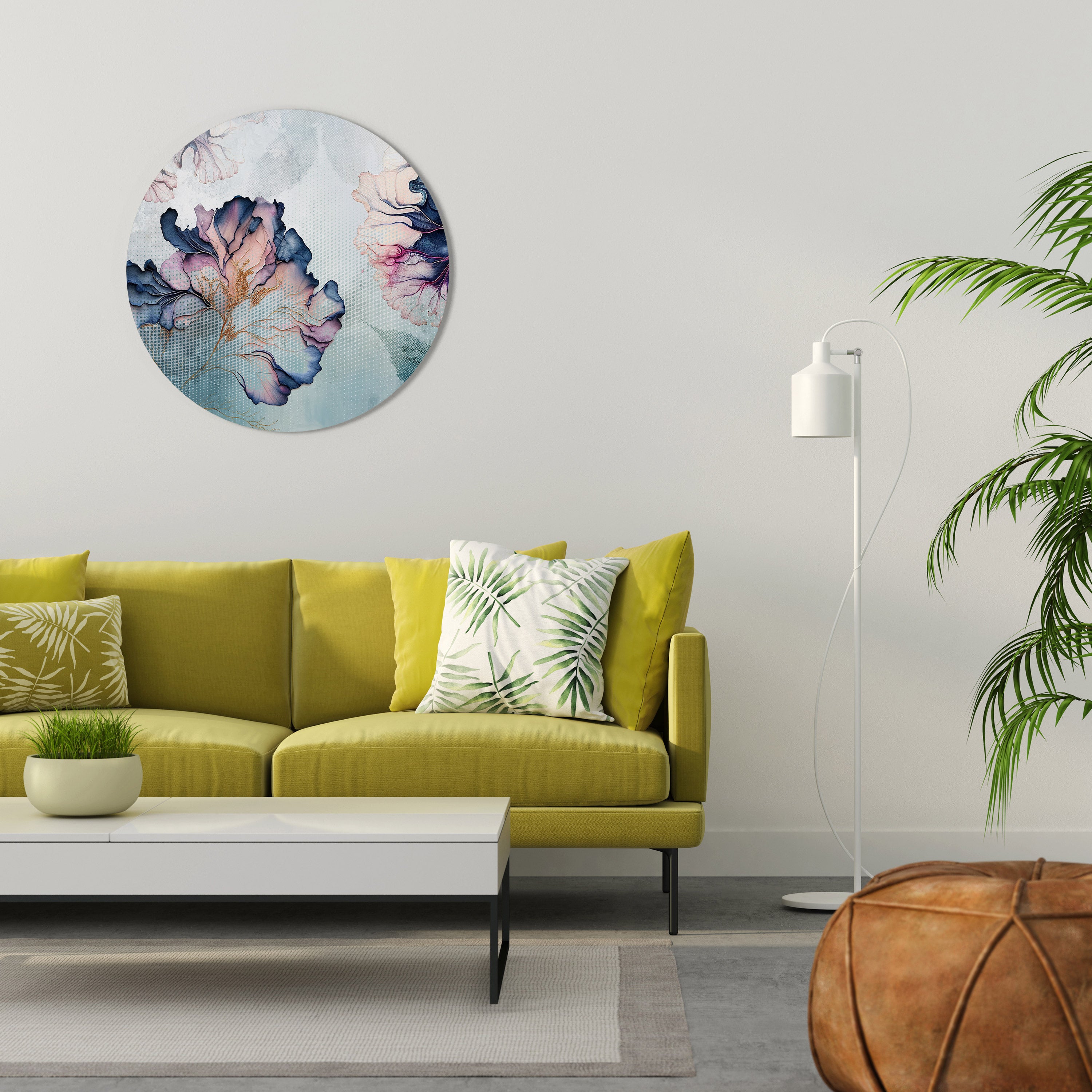 Arte de pared redondo ICY BLOSSOMS