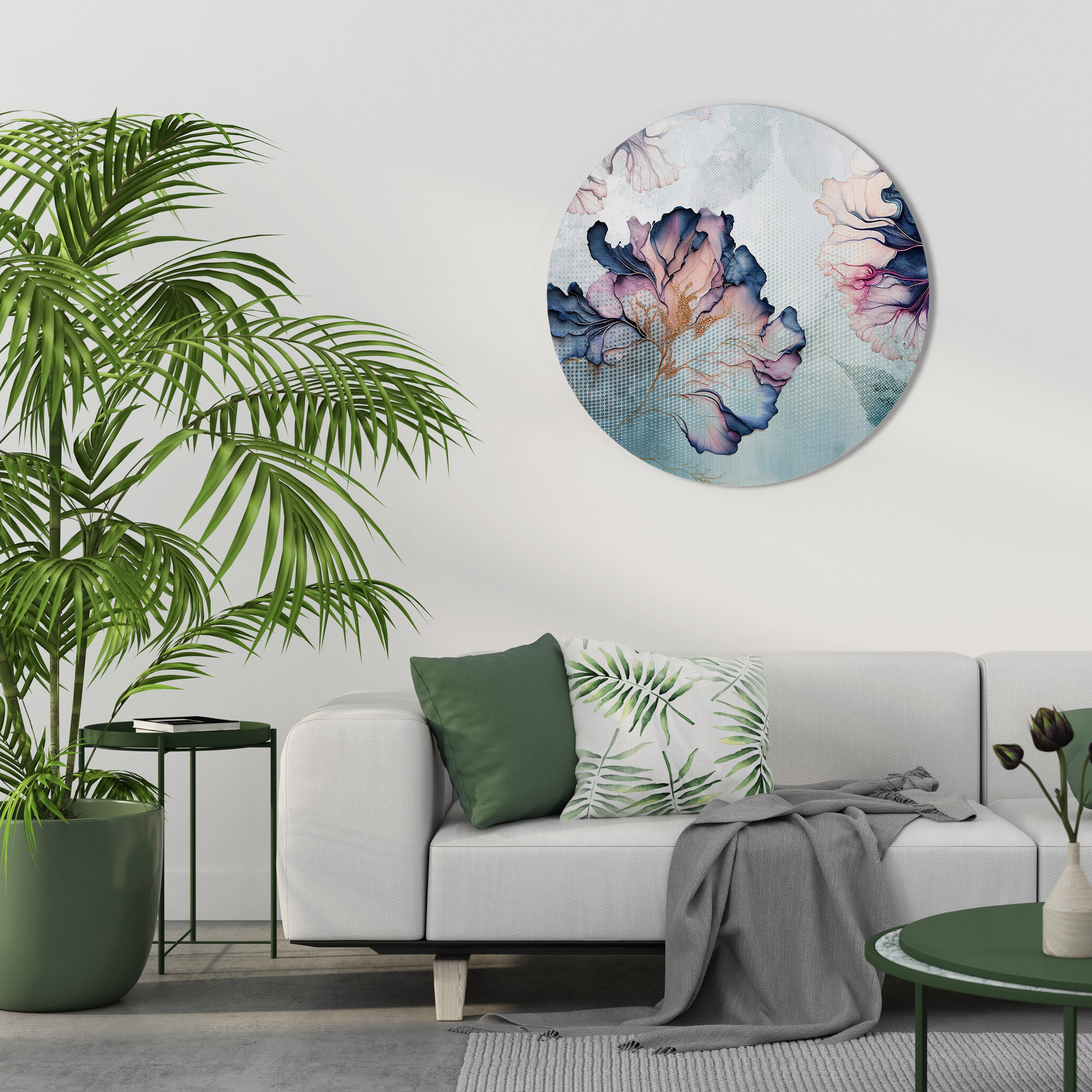 Arte de pared redondo ICY BLOSSOMS
