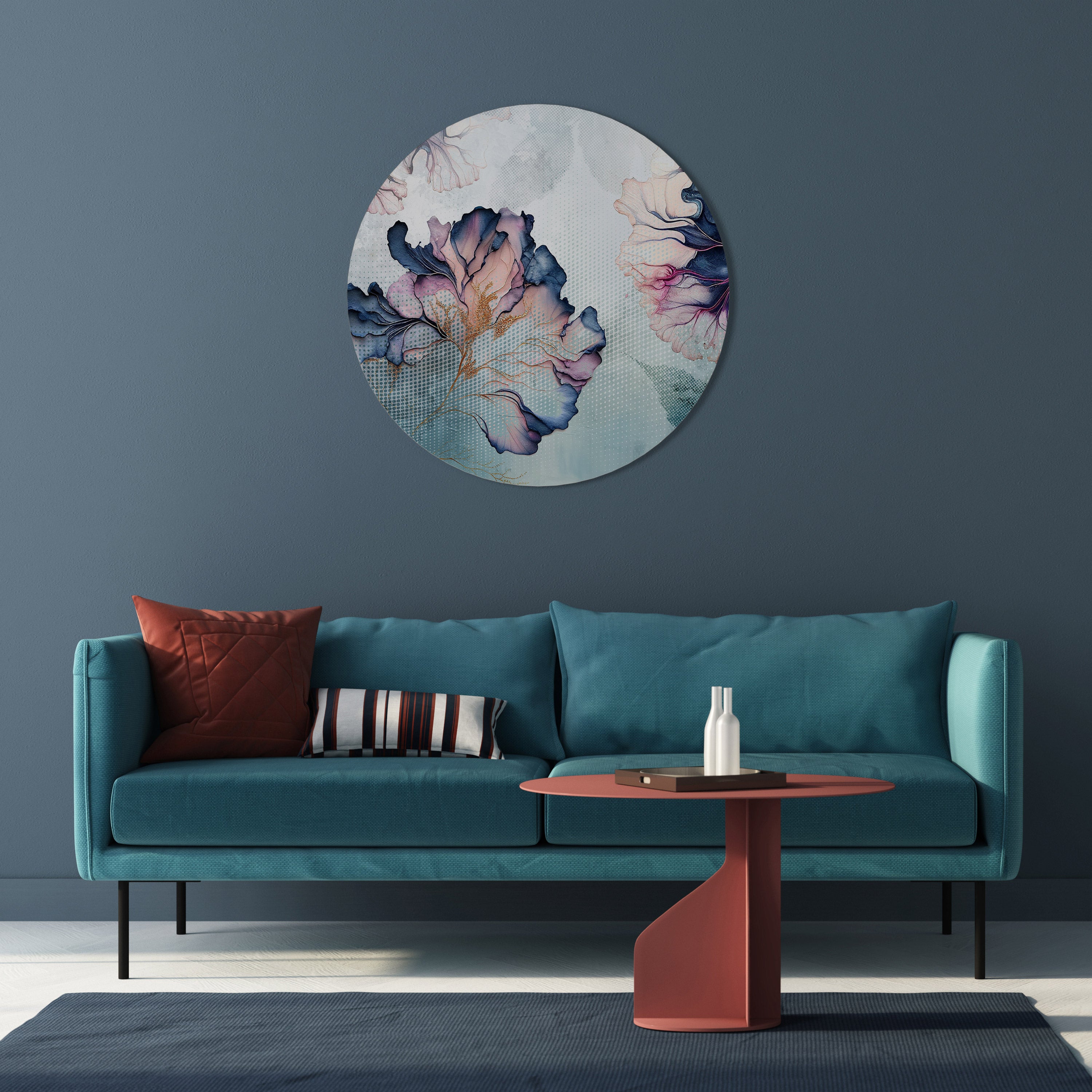 Arte de pared redondo ICY BLOSSOMS