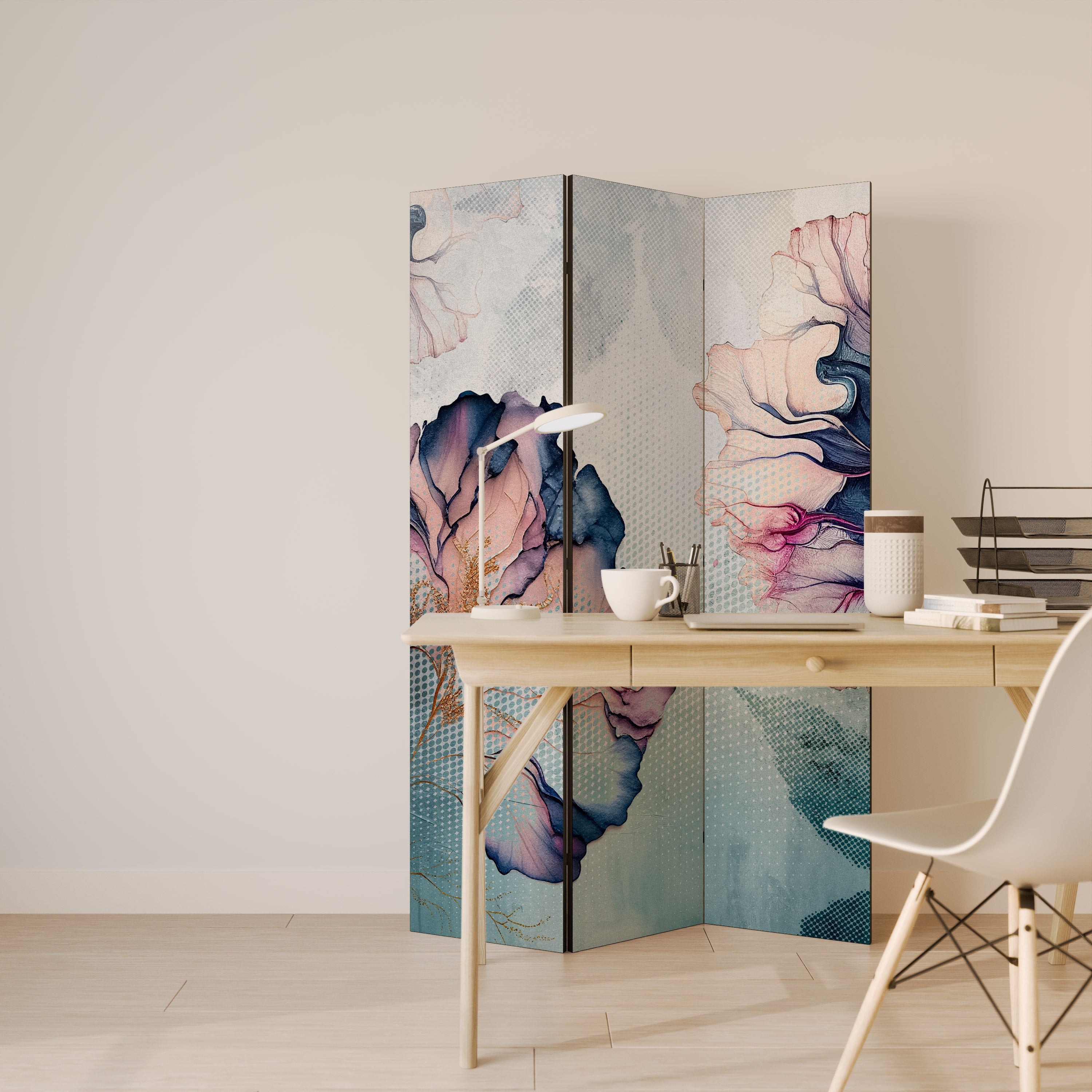 Biombo decorativo de 3 paneles ICY BLOSSOMS