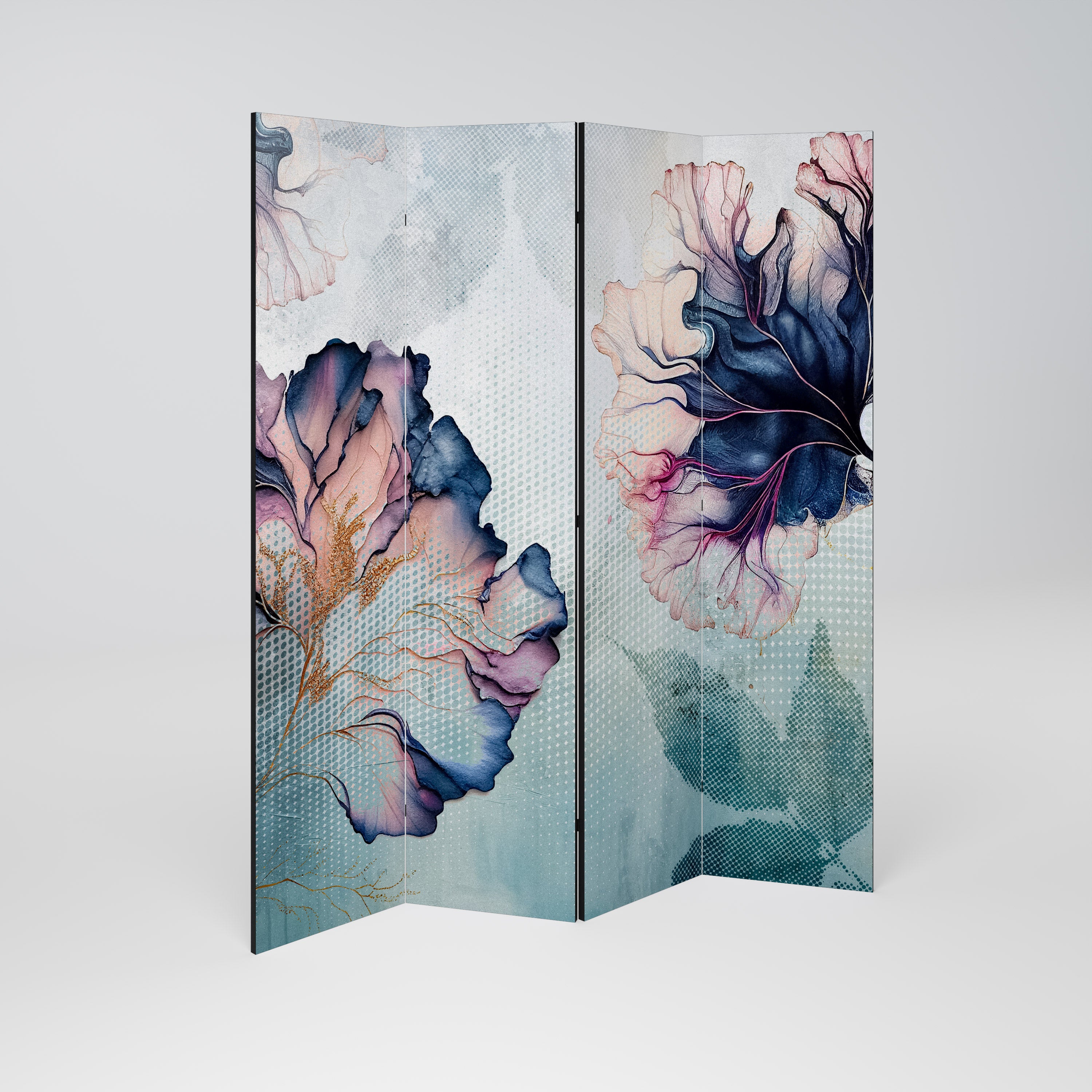 Biombo decorativo de 4 paneles ICY BLOSSOMS
