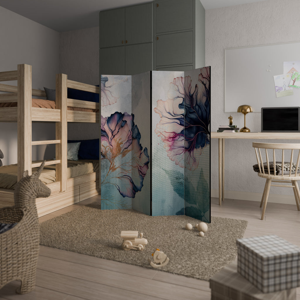 Biombo decorativo de 4 paneles ICY BLOSSOMS