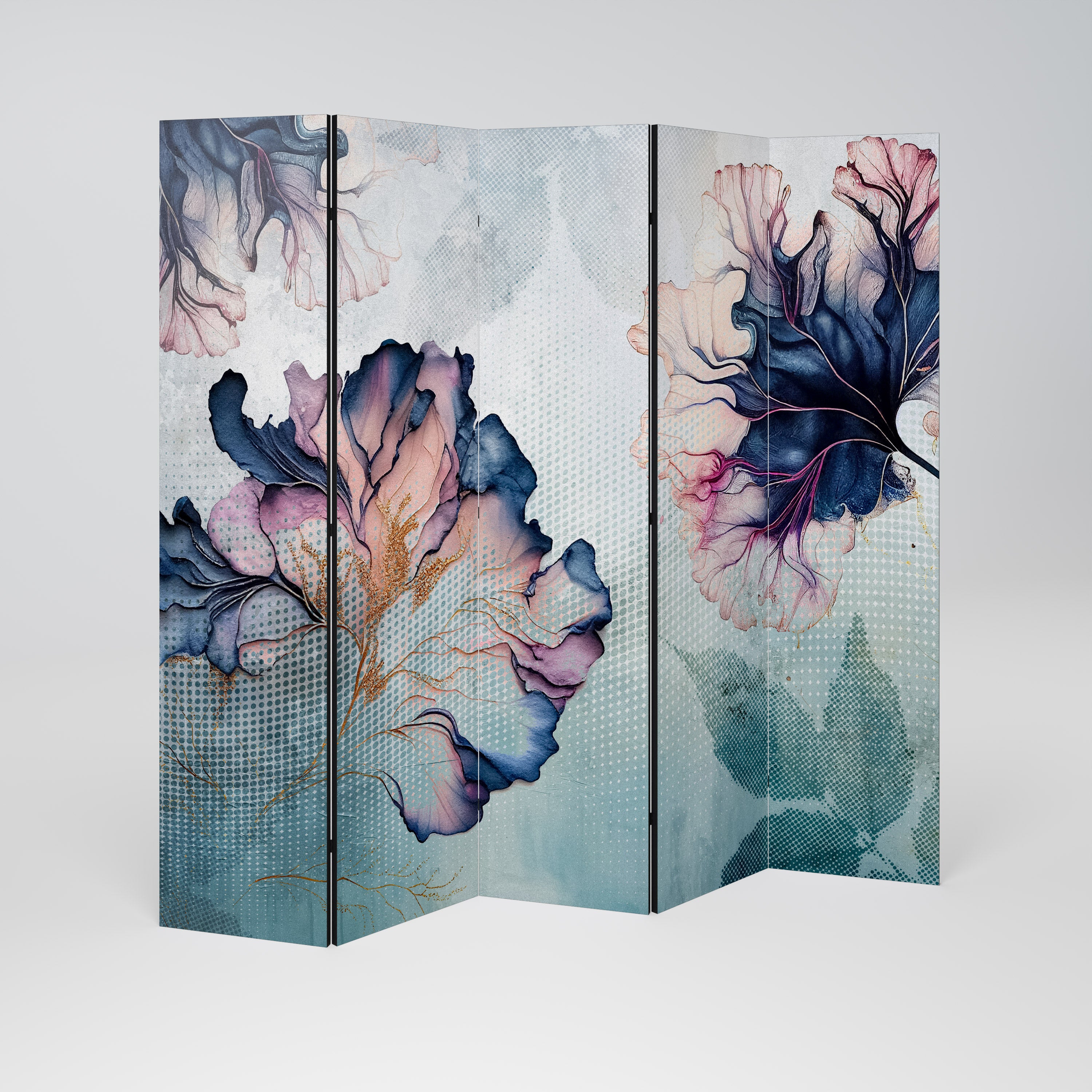 Biombo decorativo de 5 paneles ICY BLOSSOMS