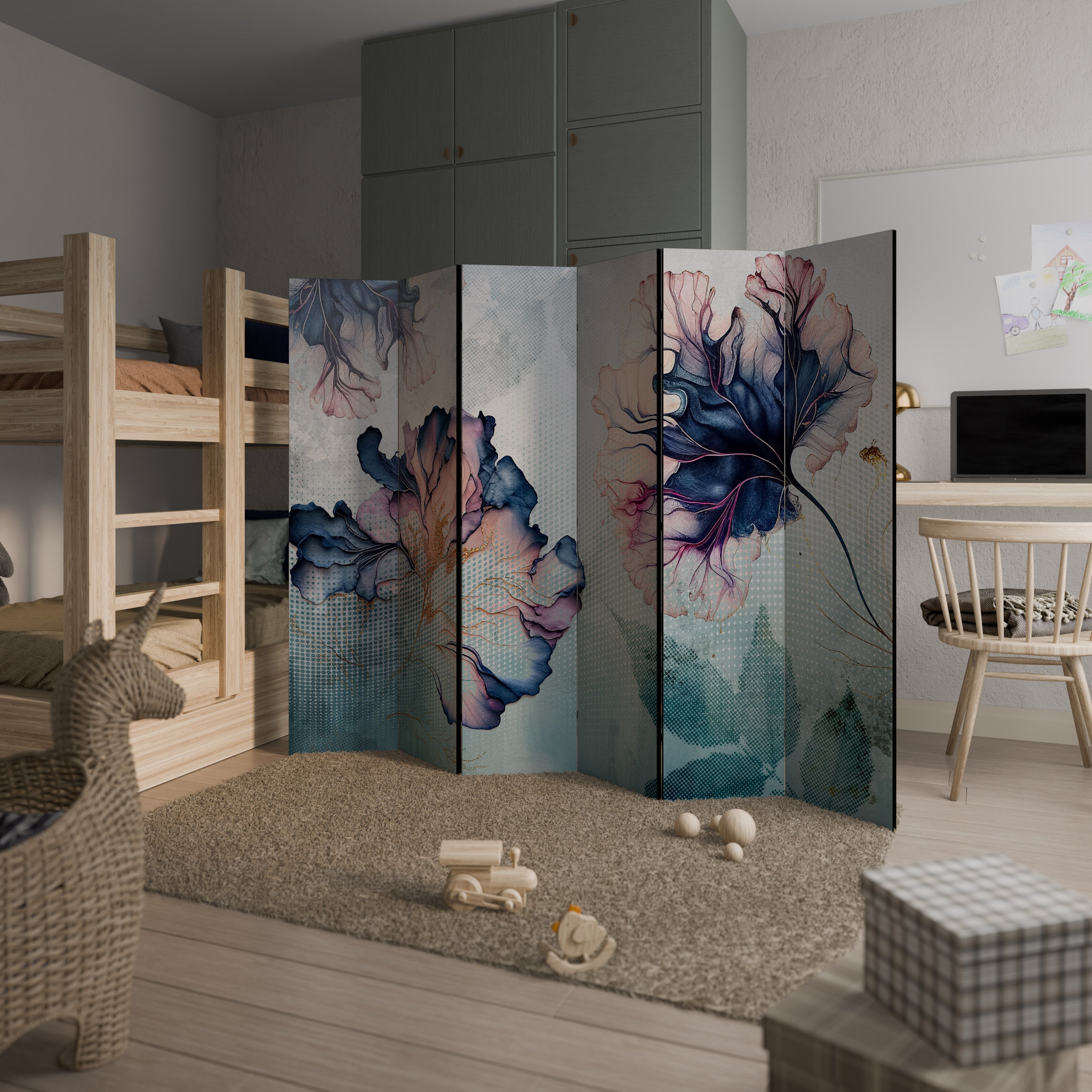 Biombo decorativo de 6 paneles ICY BLOSSOMS