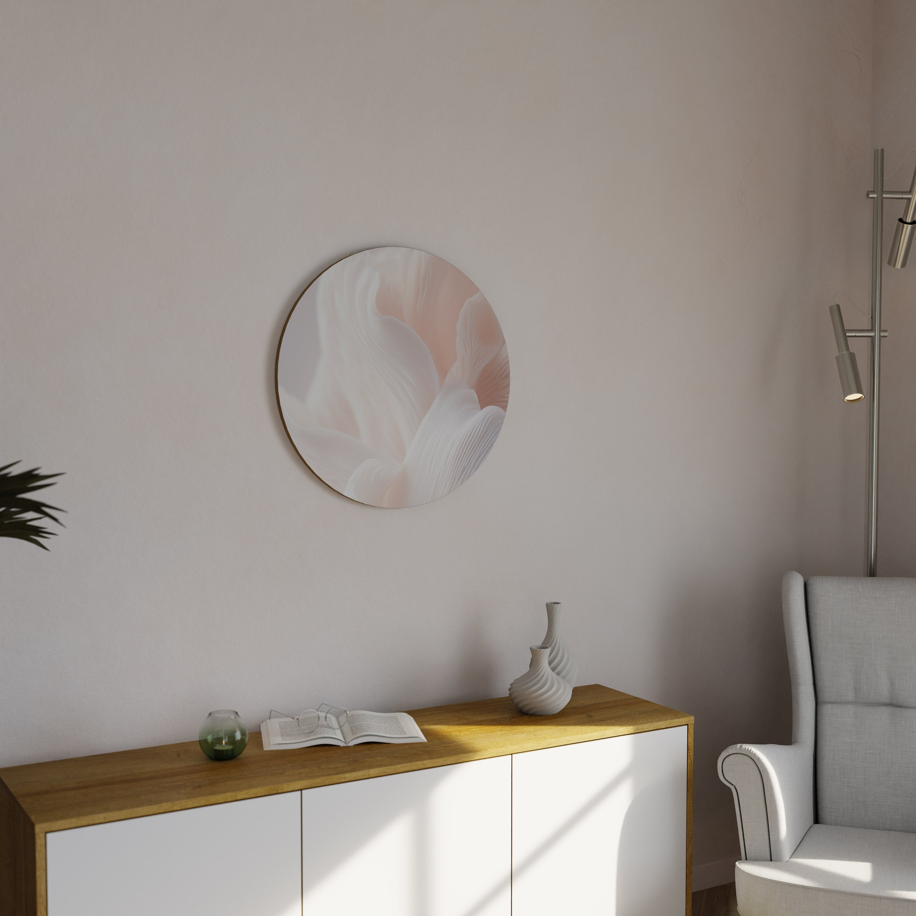 Arte de pared redondo ARMONÍA ROSA DELICADA