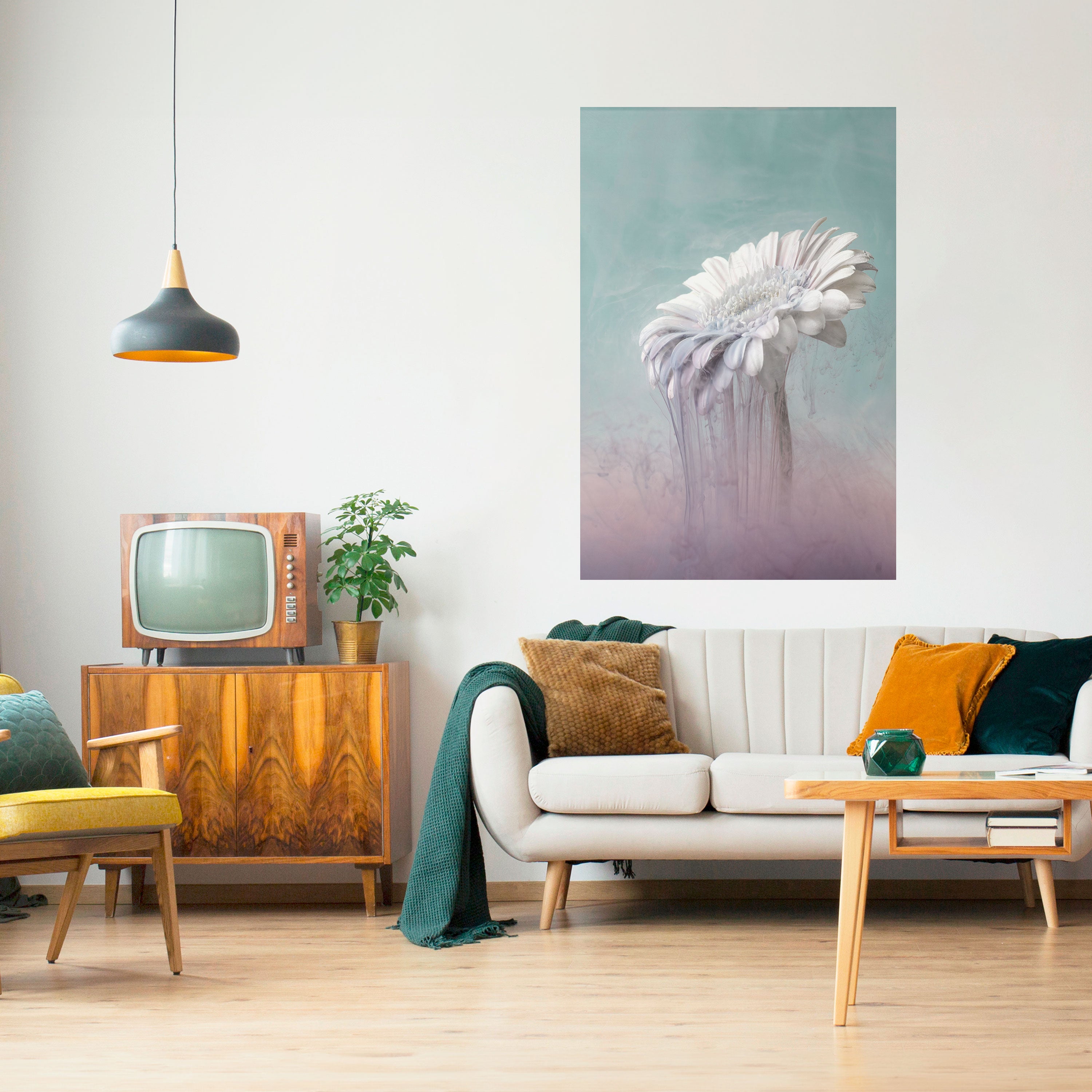 Póster vertical autoadhesivo de GERBERA DERRETIDA