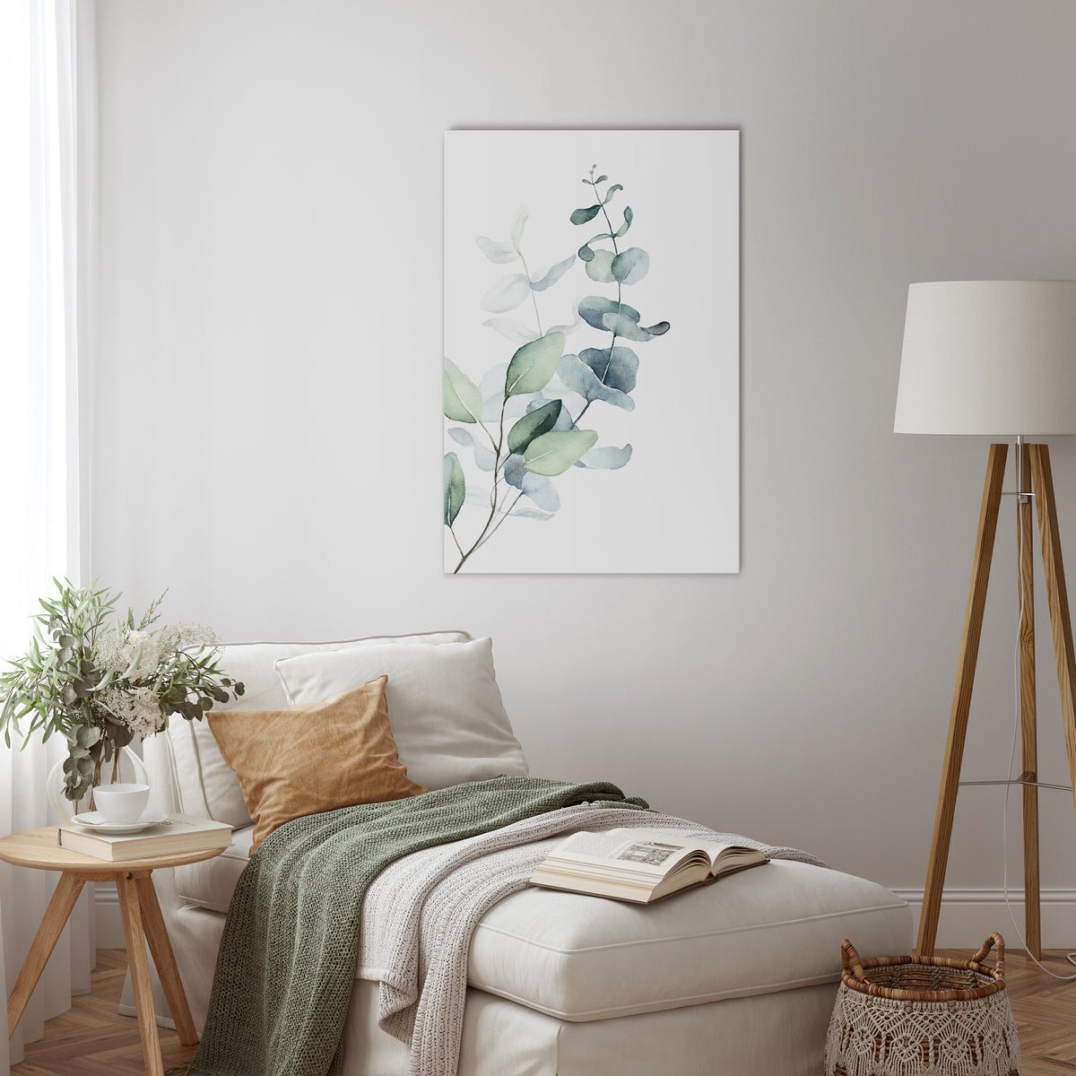 AQUA LEAF SYMPHONY Cuadro en lienzo vertical