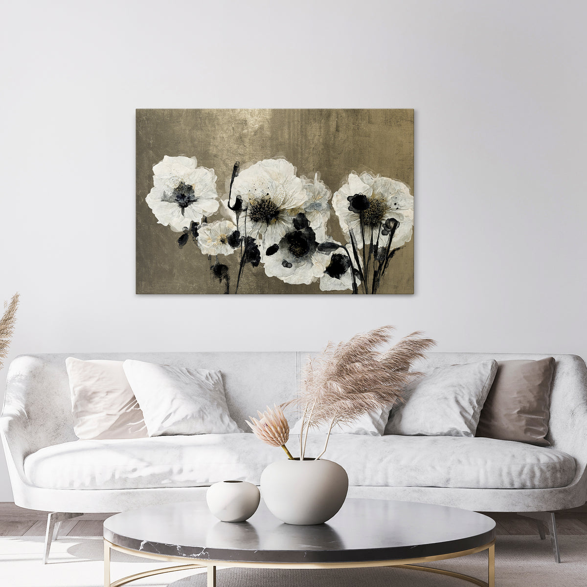 HARMONY IN WHITE Cuadro en lienzo horizontal