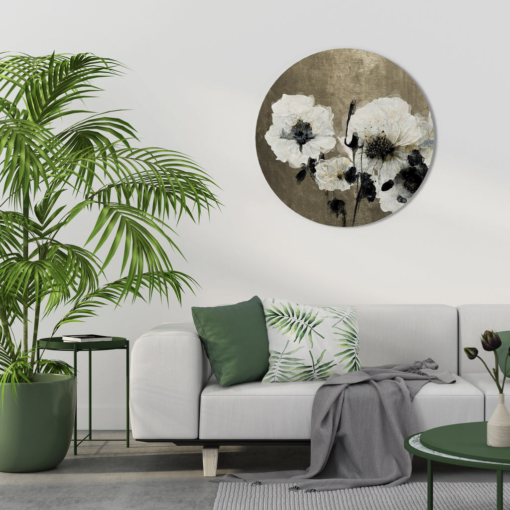 Arte de pared redondo ARMONÍA EN BLANCO