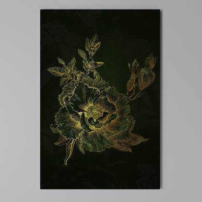 MIDNIGHT FLORAL GLIMMER Cuadro en lienzo vertical