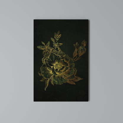 MIDNIGHT FLORAL GLIMMER Cuadro en lienzo vertical