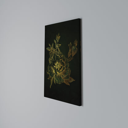 MIDNIGHT FLORAL GLIMMER Cuadro en lienzo vertical