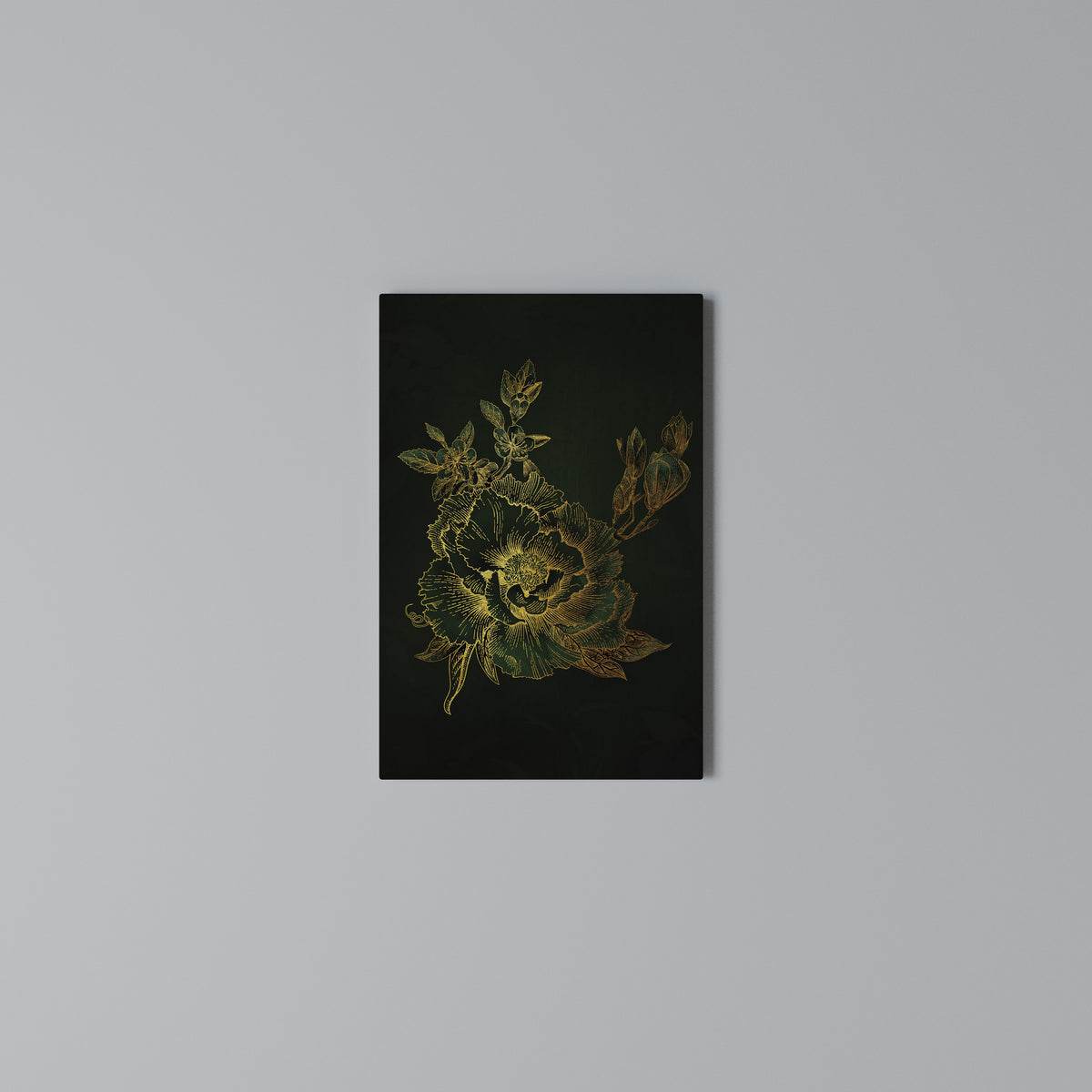 MIDNIGHT FLORAL GLIMMER Cuadro en lienzo vertical
