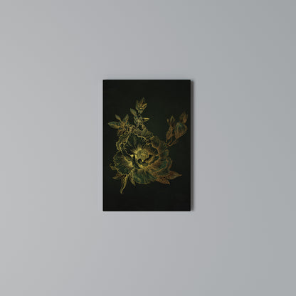 MIDNIGHT FLORAL GLIMMER Cuadro en lienzo vertical