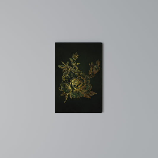 MIDNIGHT FLORAL GLIMMER Cuadro en lienzo vertical