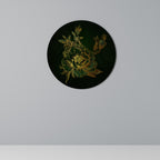 MIDNIGHT FLORAL GLIMMER Round Wall Art