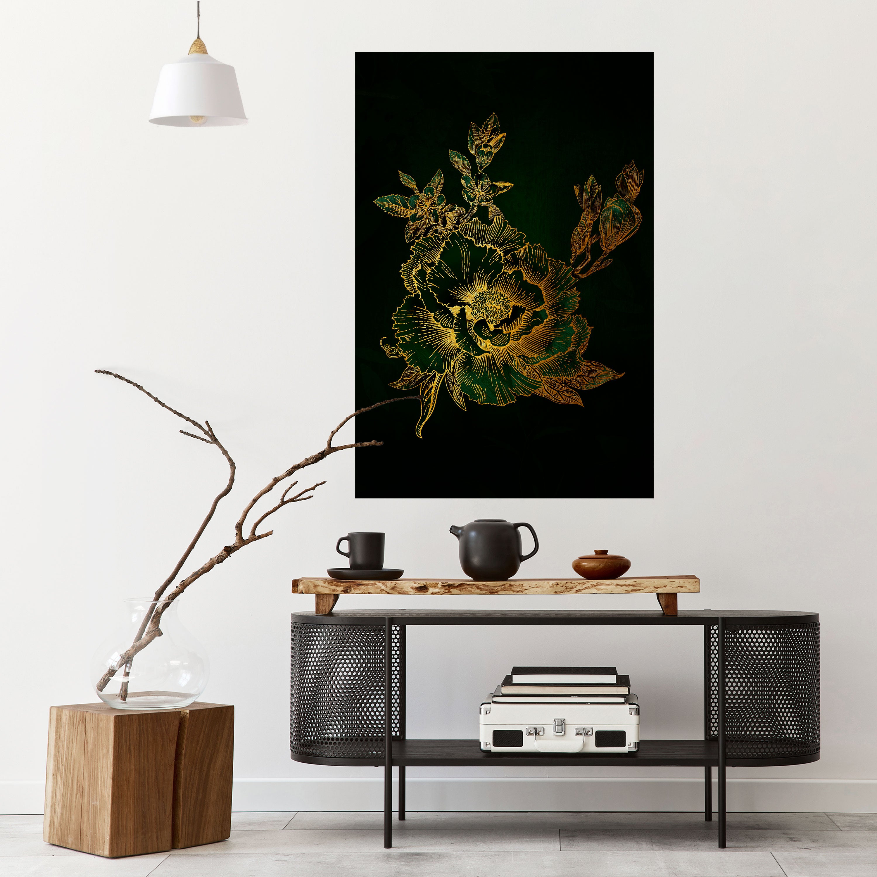MIDNIGHT FLORAL GLIMMER Peel and Stick Vertical Poster