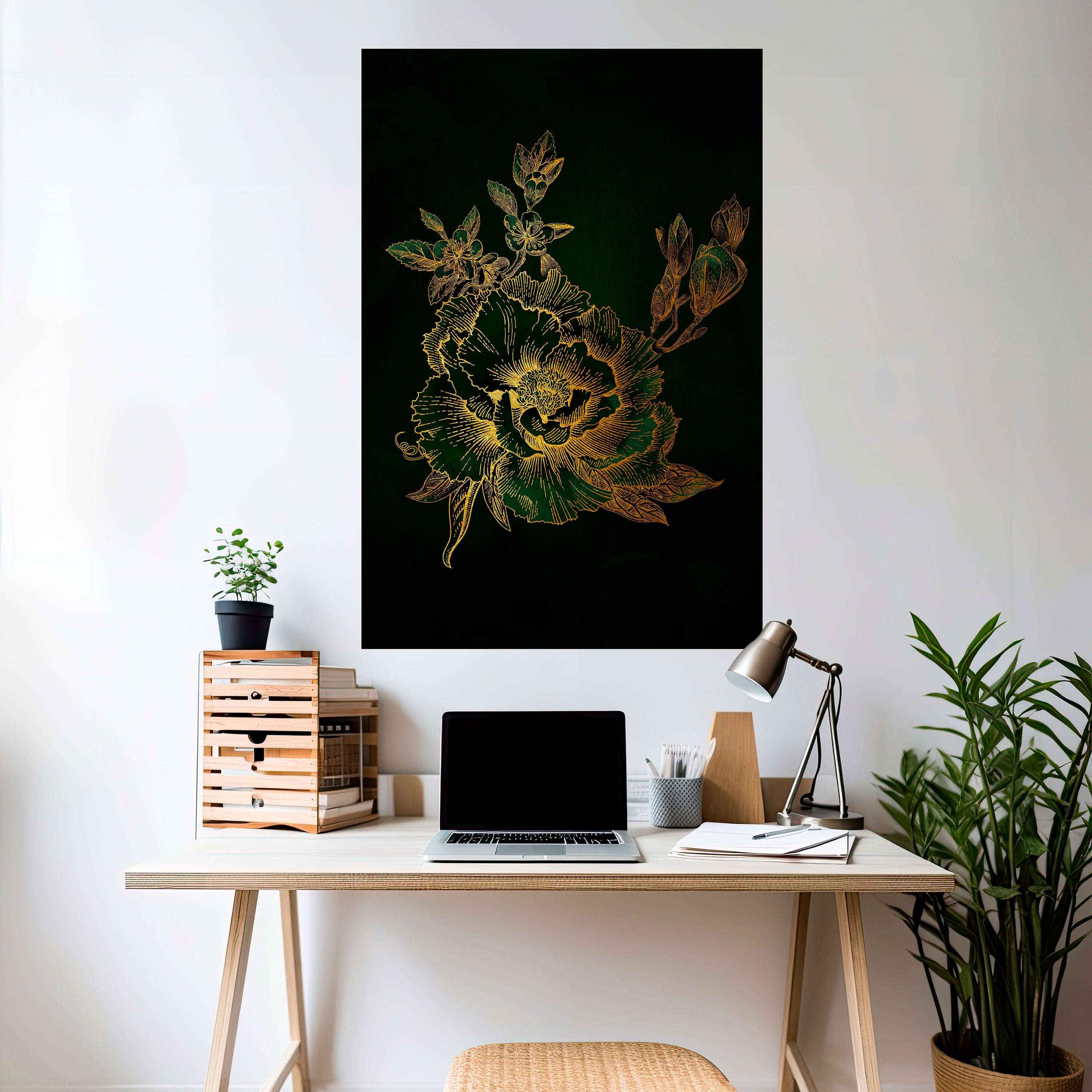 MIDNIGHT FLORAL GLIMMER Peel and Stick Vertical Poster