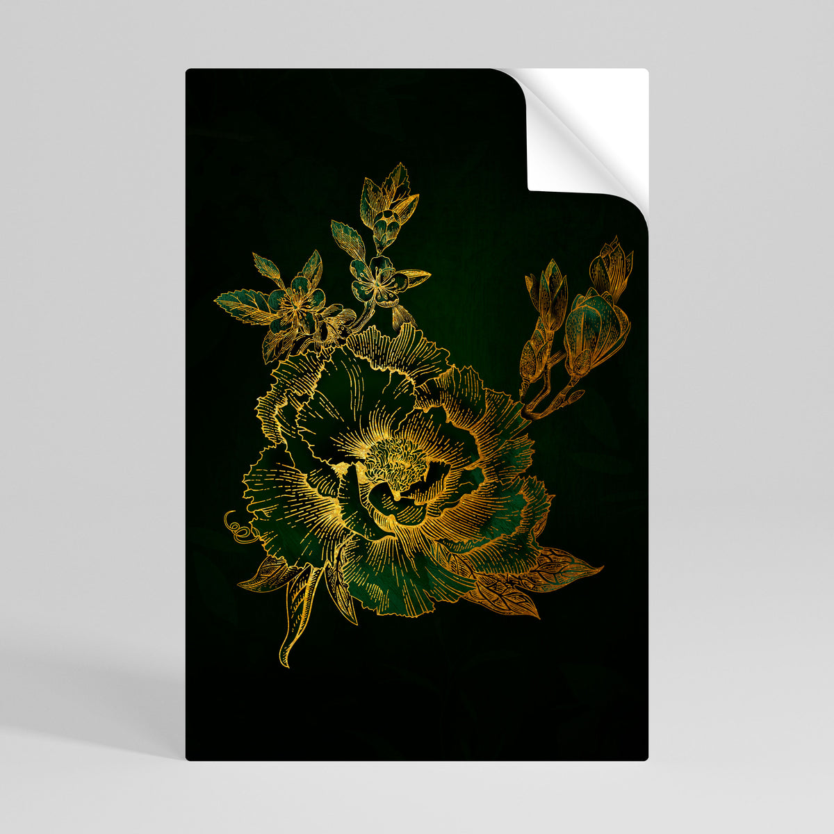 MIDNIGHT FLORAL GLIMMER Póster adhesivo vertical