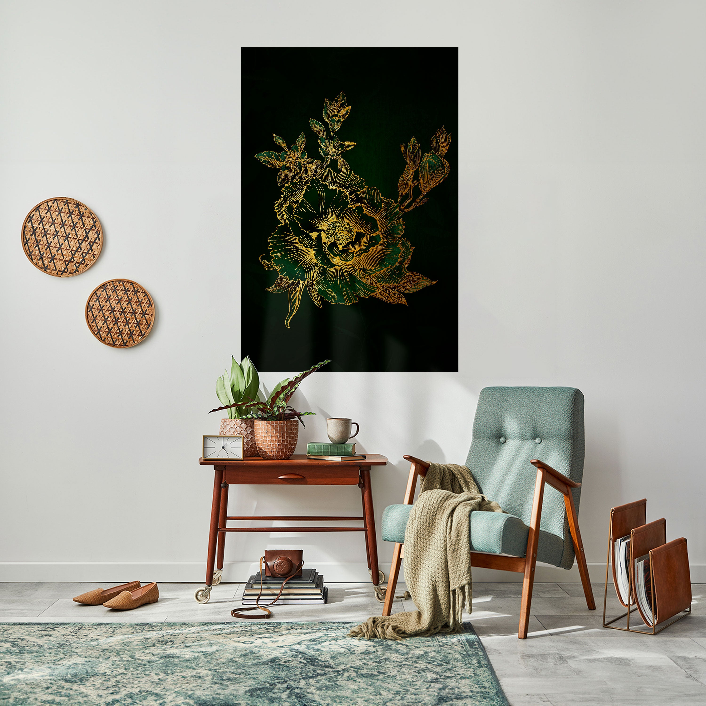MIDNIGHT FLORAL GLIMMER Peel and Stick Vertical Poster