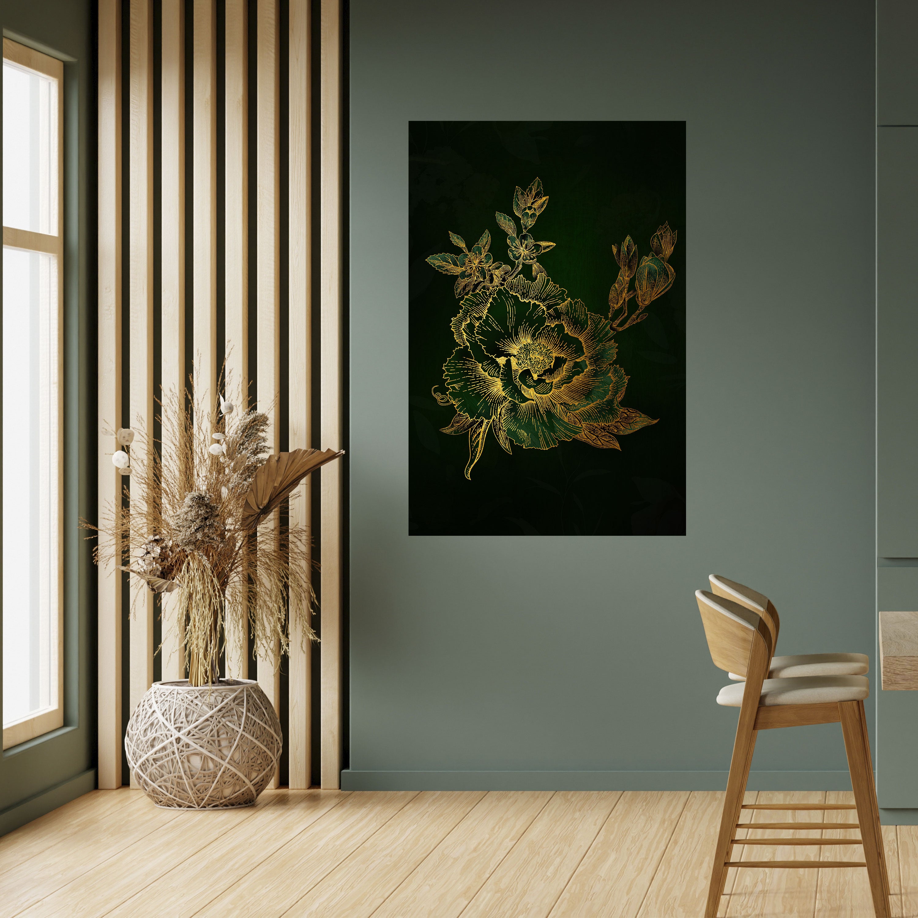 MIDNIGHT FLORAL GLIMMER Peel and Stick Vertical Poster